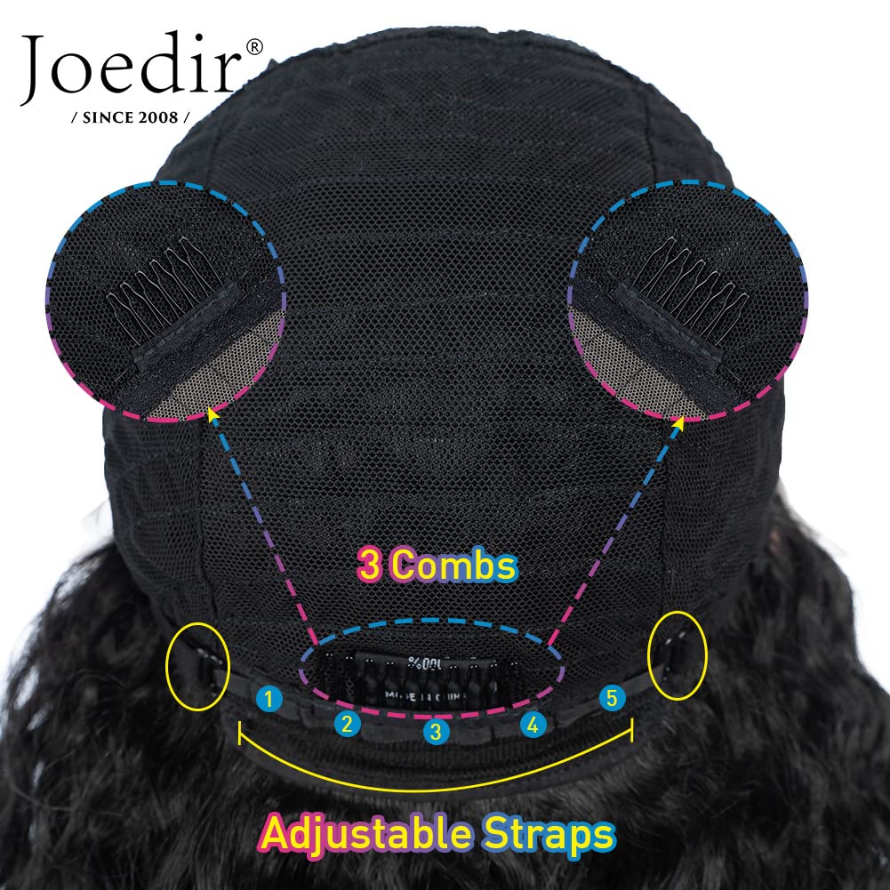 Joedir 32" Negro Largo Profundo Rizado Ondulado Encaje Frente Pelucas Sintéticas HD Transparente Glueless Lace Wigs