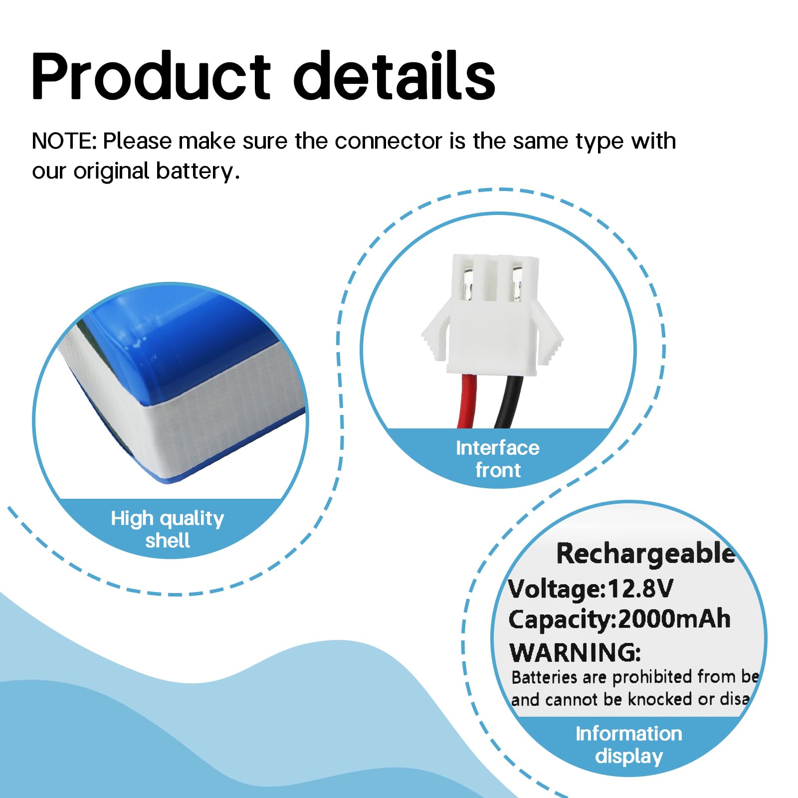K KYUER Robot Aspirapolvere Batteria per Lefant M210 M210 Pro M213 M210P M210B M213S OKP Life K2 Robot Vacuum Cleaner Battery 12.8V 2000mAh