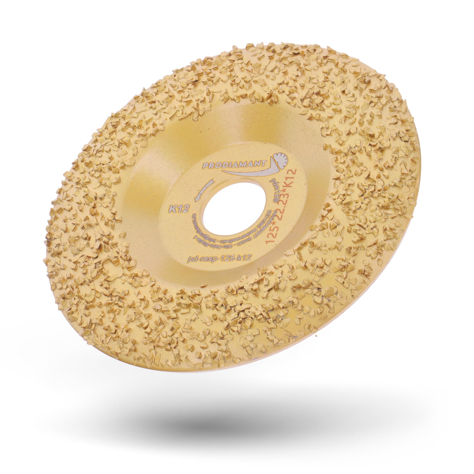 PRODIAMANT Disque à râper Ø 125 mm x 22,23 mm, K12 – disque abrasif grossier en carbure de tungstène pour meuleuse d’angle, idéal pour le meulage, le dégrossissage et le façonnage rapide