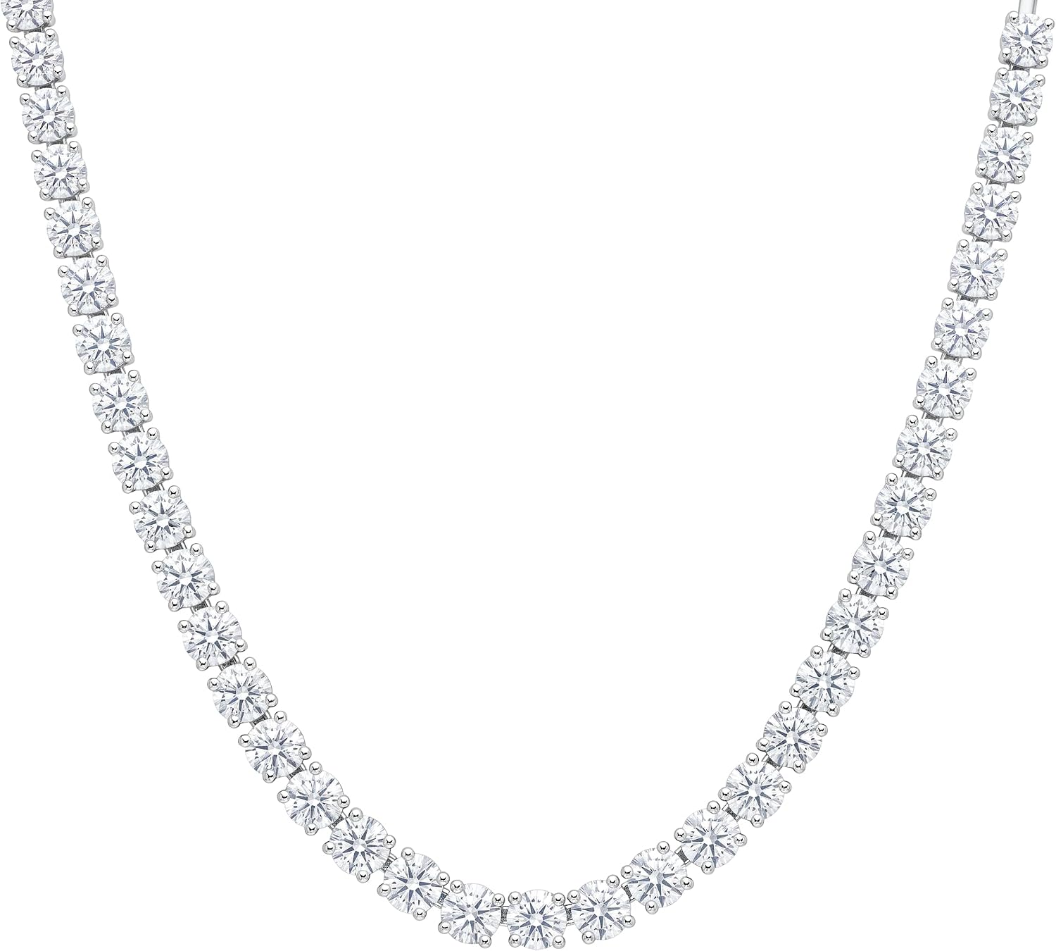 Privosa - Lab Grown Diamond Tennis Necklace for Women, 14K Gold or Silver