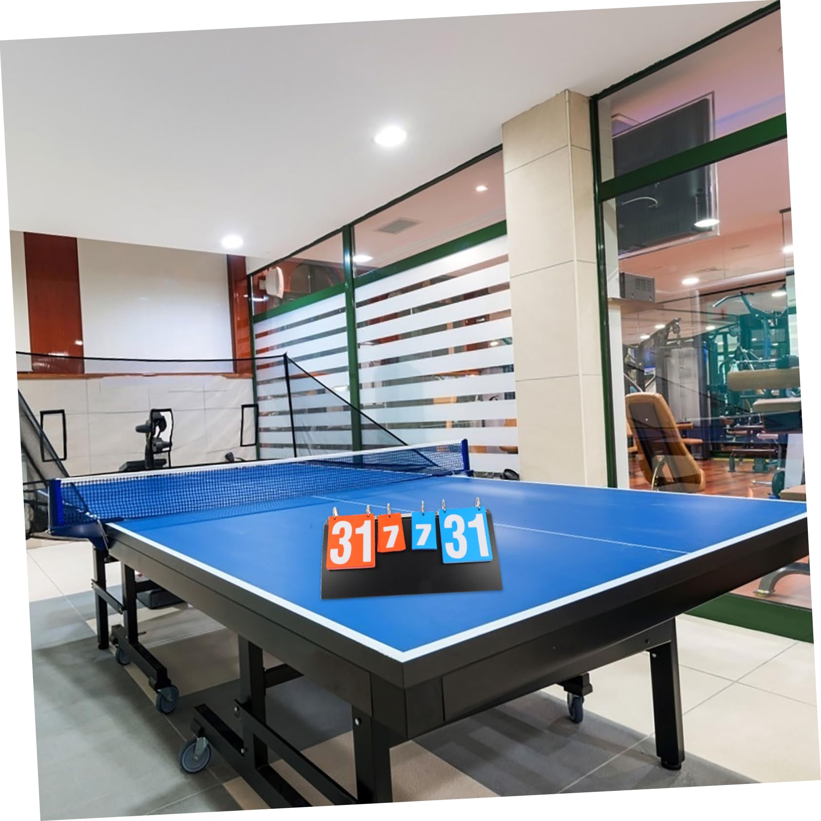 Toyvian Tabellone Segnapunti Sportivo a 4 Cifre Nero Numeri Chiari | Pvc e Acciaio, Formato da Tavolo Supporto, per Gare di Ping Pong, Pallavolo e Badminton