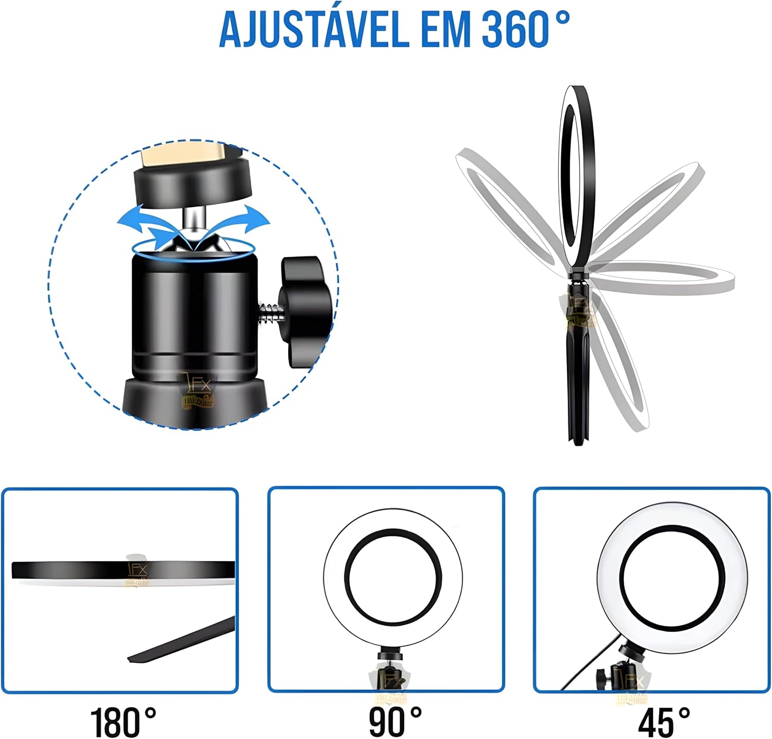 Ring Light Iluminador LED, Com Tripé E Suporte Para Celular Universal Selfie, Premium, Marca VARENZIA
