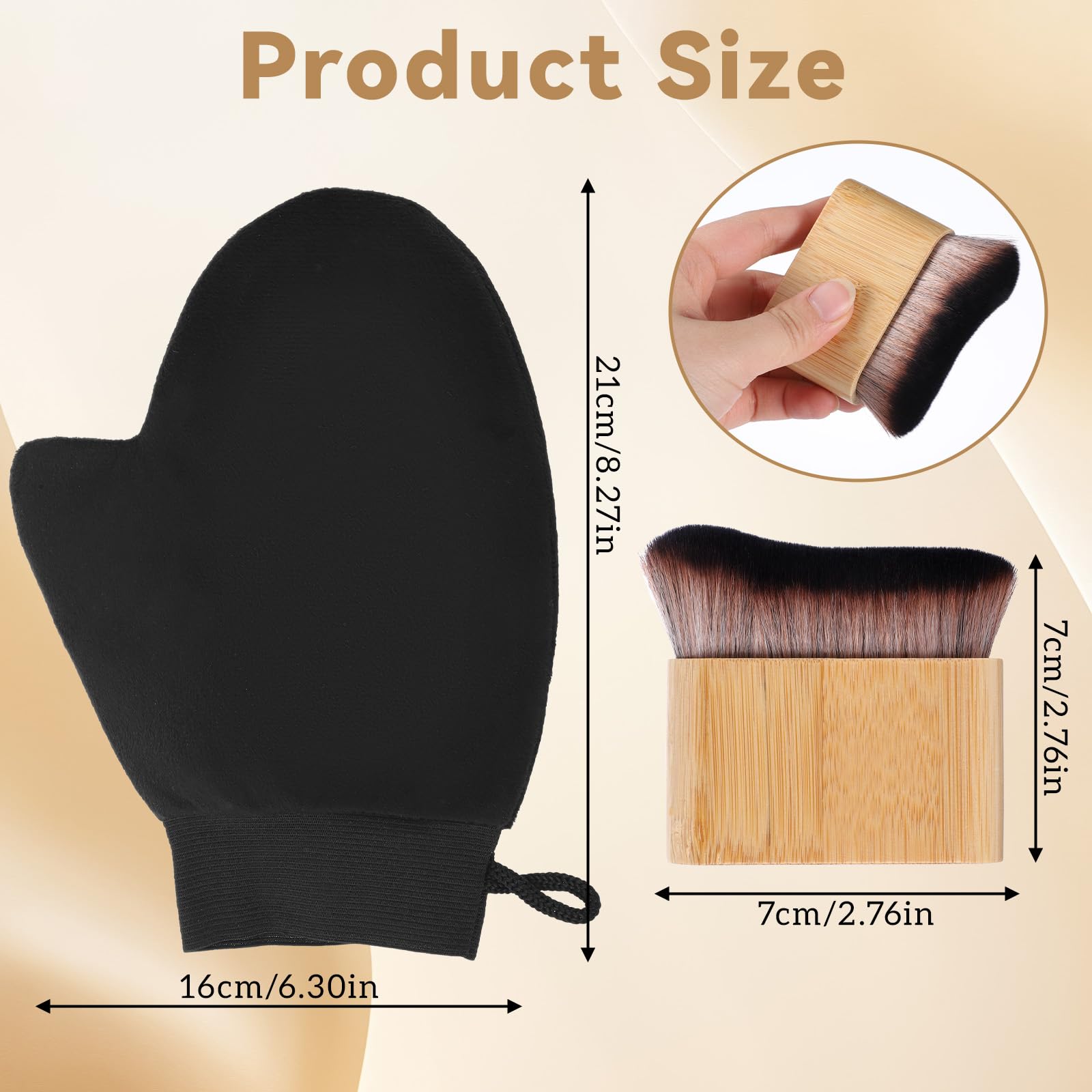 2 w 1 krem do opalania pleców, rękawica samoopalająca, zestaw do samodzielnego opalania, aplikator, pędzel i rękawica do opalania, szczotka Kabuki Brush do opalania pleców