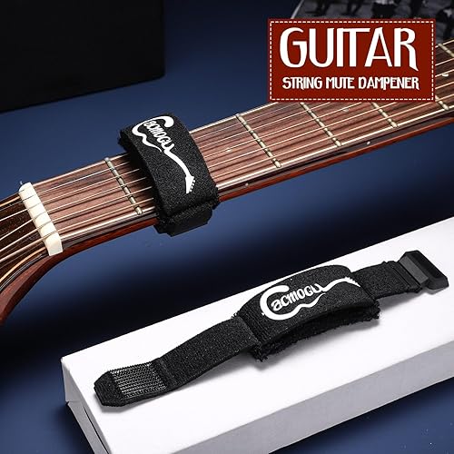 Miniatura 2 de Facmogu Amortiguador de cuerda de guitarra de 2 piezas, silenciador de silenciador de bajo ajustable, silenciador de traste de guitarra de algodón,