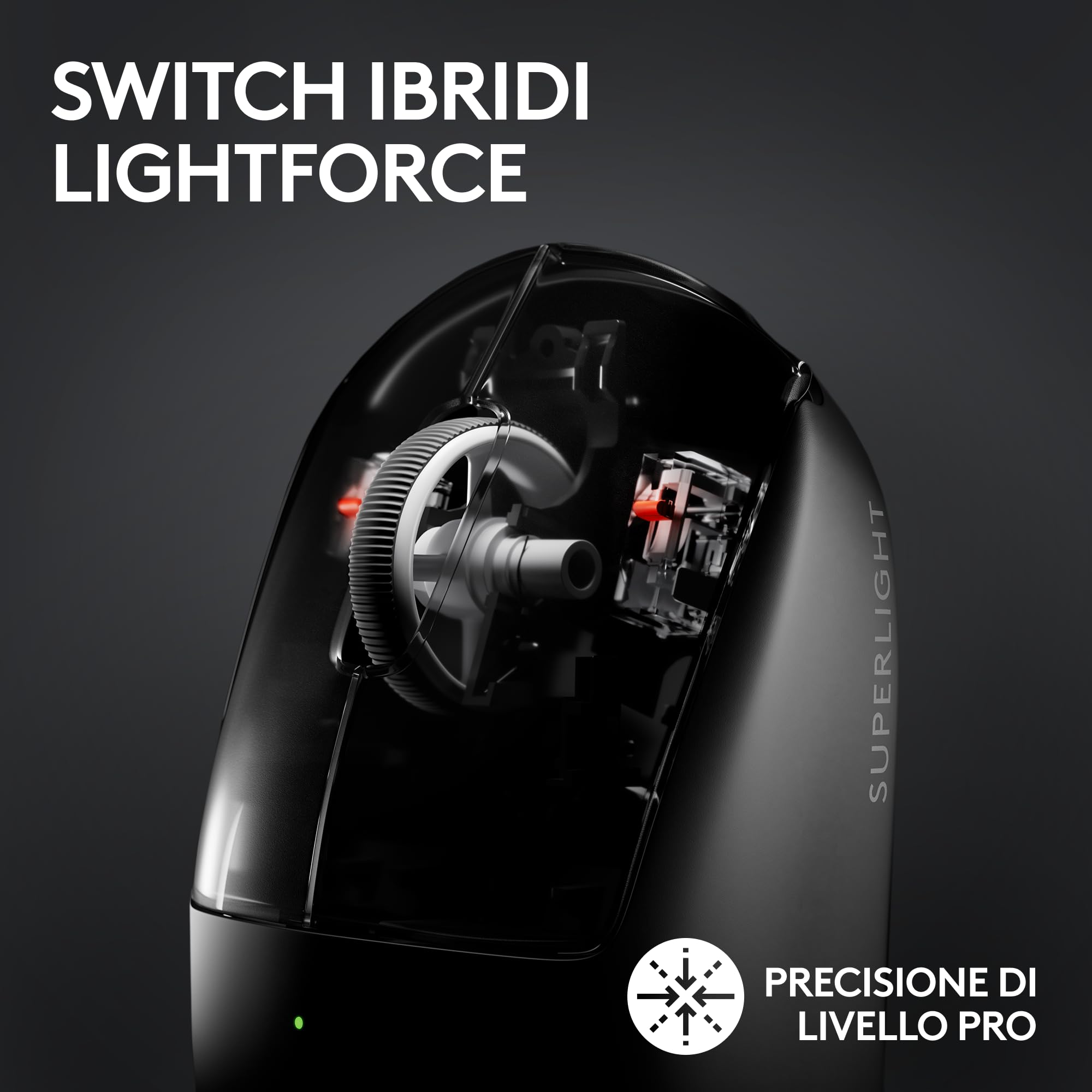 Logitech G PRO X SUPERLIGHT 2 LIGHTSPEED Mouse da Gioco Wireless, Leggero, Tasti Ibridi LIGHTFORCE - Nero