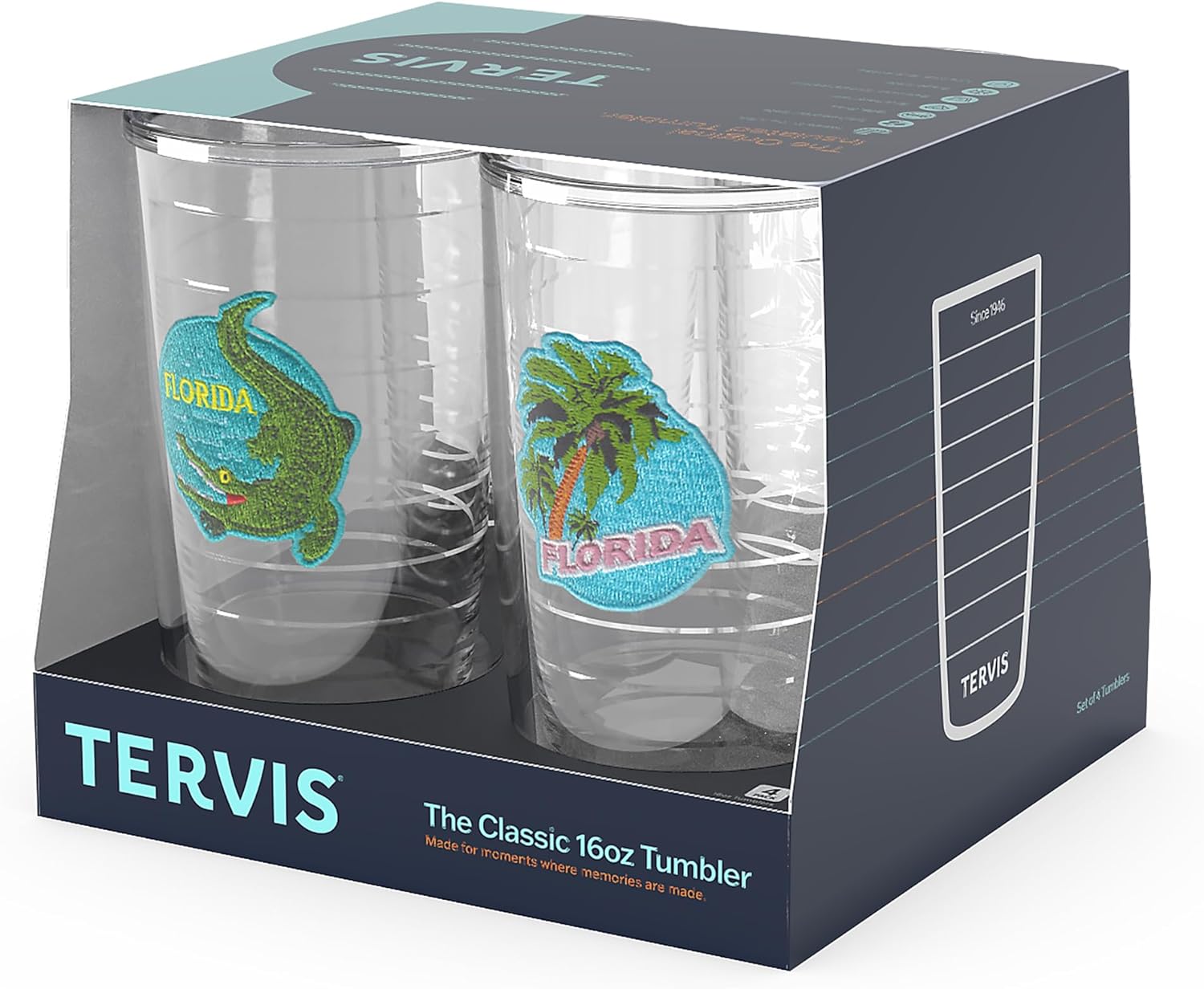 Tervis Vintage Florida Collection Made in USA Double Walled Insulated Tumbler Travel Cup Keeps Drinks Cold & Hot, 16oz - 4pk, Assorted - Image 3