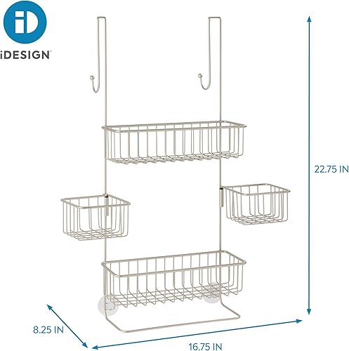 Miniatura 5 de iDesign The Metalo Collection Organizador de ducha colgante sobre la puerta, 22.7 x 10.5 x 8.2 pulgadas, satén