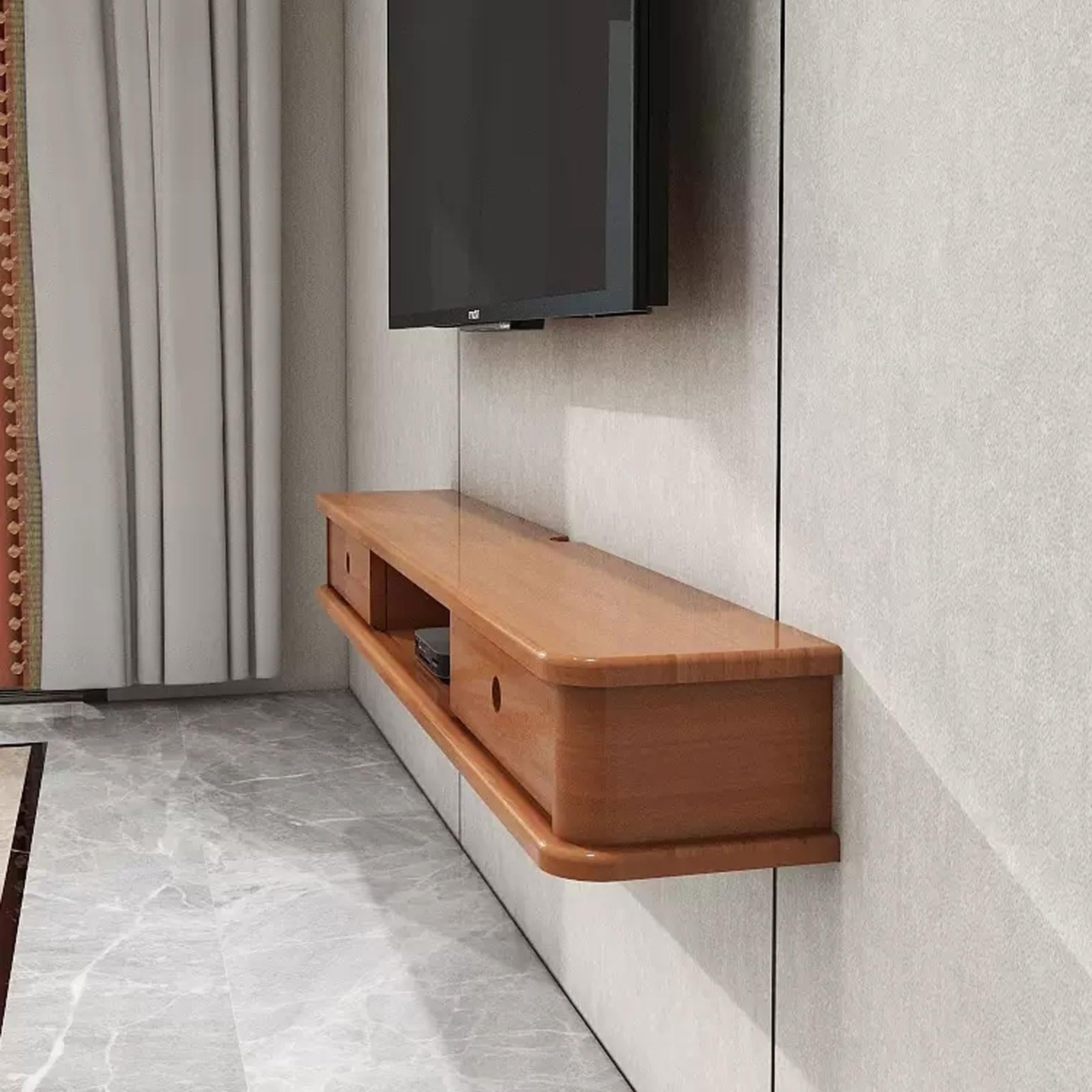 Mobile TV montato a parete Mensola a muro Staffa mobile Mensola TV per Xbox One/Decoder per cavi/Lettore DVD/Console di gioco/Router/Set top box Mensola portaoggetti Supporti TV per soggiorno in legno