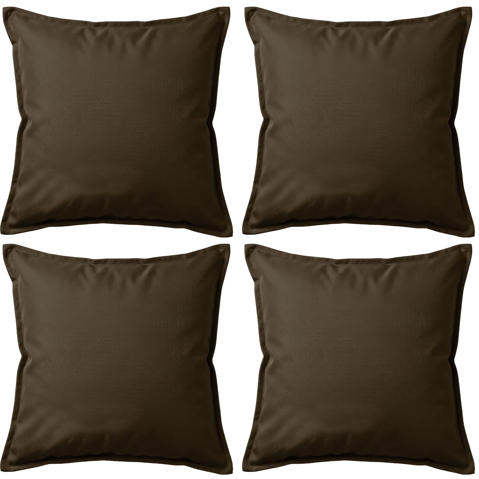 4 Pack Waterproof Outdoor Garden Furniture Seat Cushion 45x45cm Decorative Throw Pillow, Filled Cushion Cushion Covers 18"x18" for Garden Sofa Chair Livingroom Bedroom Patio (Brown)