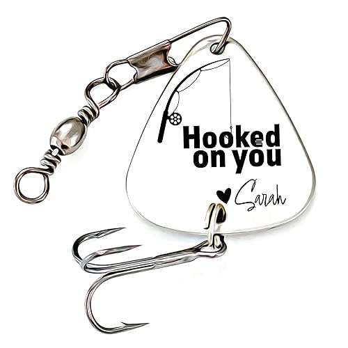 Personalized Fishing Lure Gift Hooked On You Fishing Lure Boyfriend Gift Anniversary Gift Men's Gift Birthday Gift Personalized Name for Him