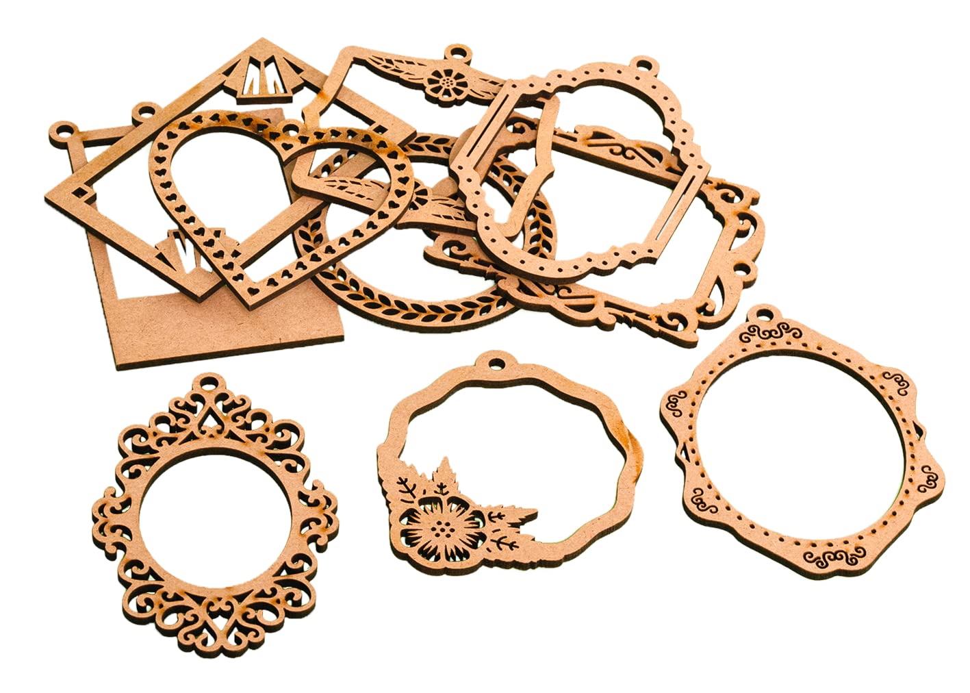 Bare Basics Papermania Wooden Shapes - Mixed Frames - Pack of 10