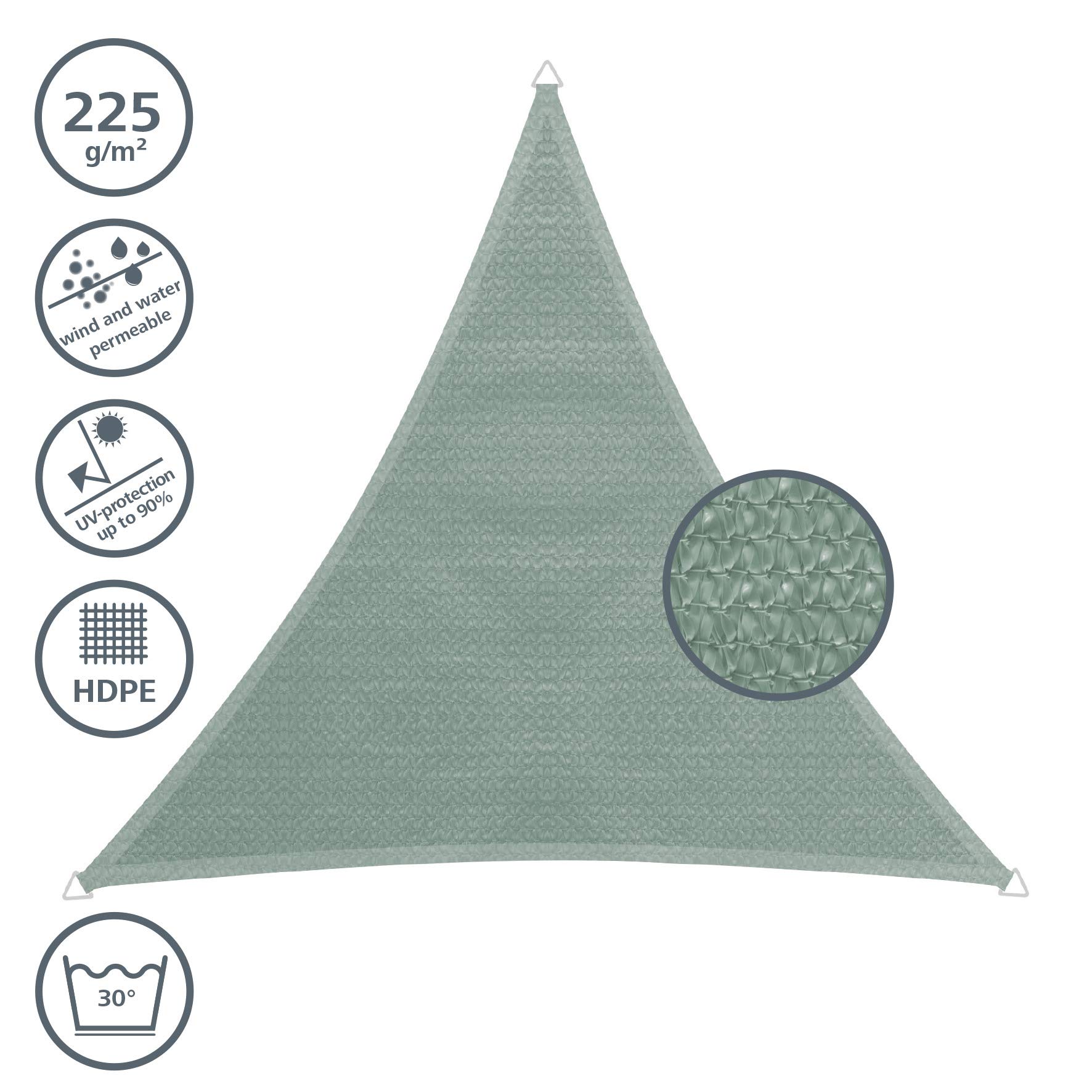 Windhager Sonnensegel Capri Dreieck 5 x 5 m (gleichschenkelig), Sonnenschutz für Garten & Terrasse, UV- und witterungsbeständig, Olive