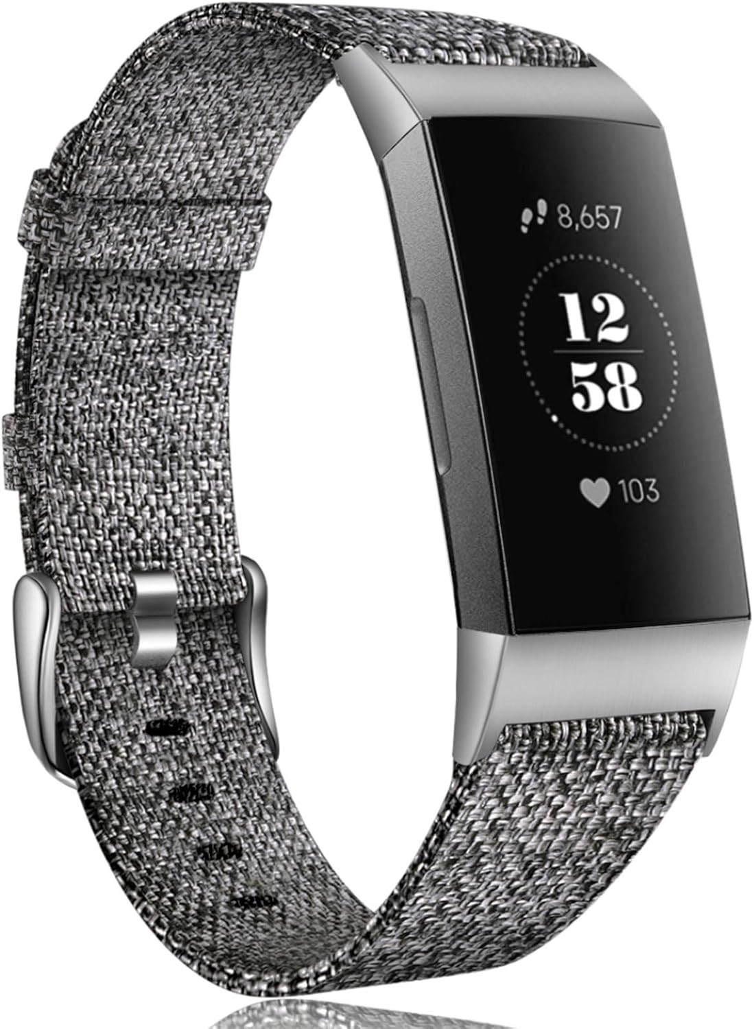 Maledan Compatible with Charge 4/ Charge 3/ Charge 3 SE Bands for Women Men, Soft Woven Fabric Replacement Band Accessory Strap, Charcoal, Small Size