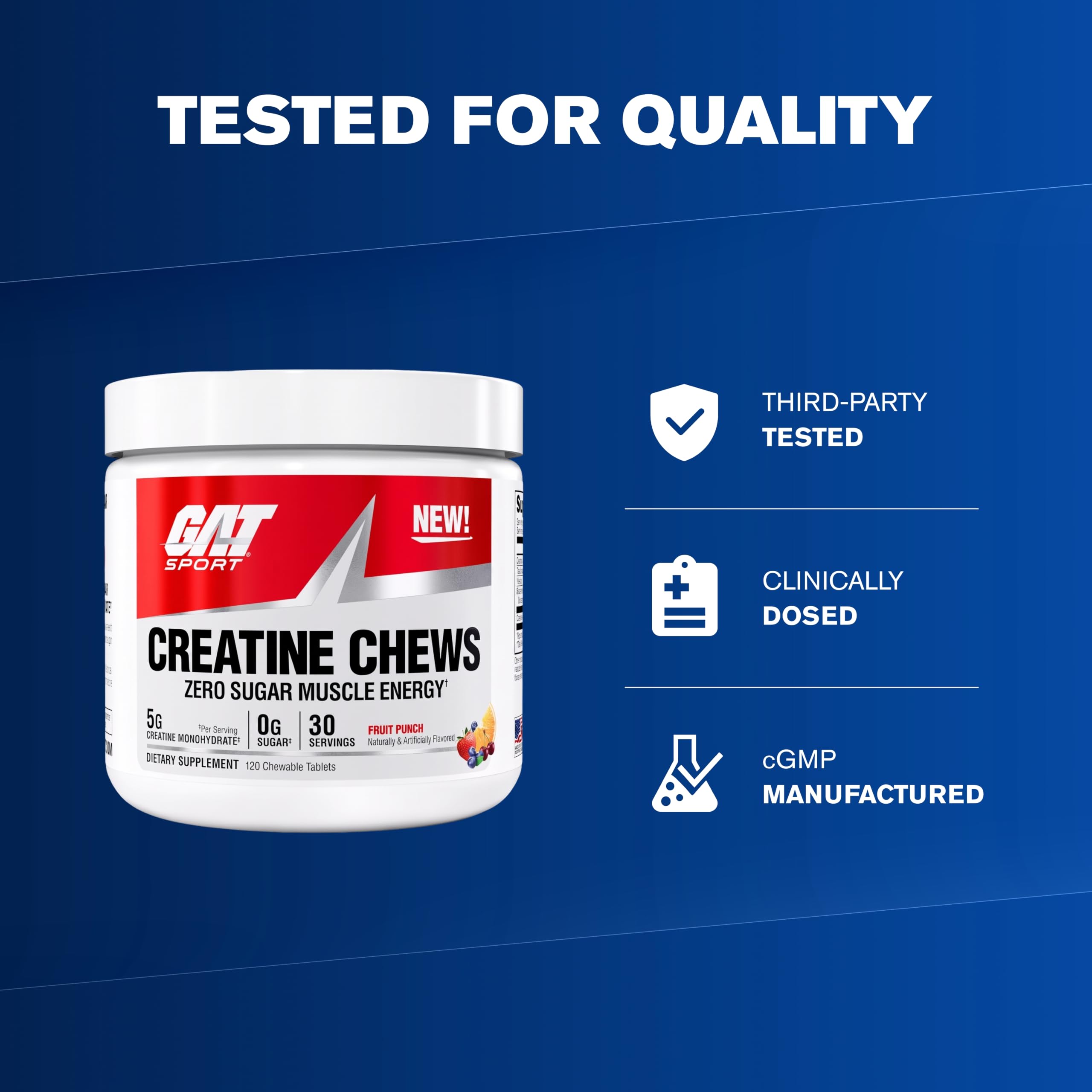 GAT SPORT CREATINE Chews, Fruit Punch, 120 Tablets (30 Servings) — Amazon image 4