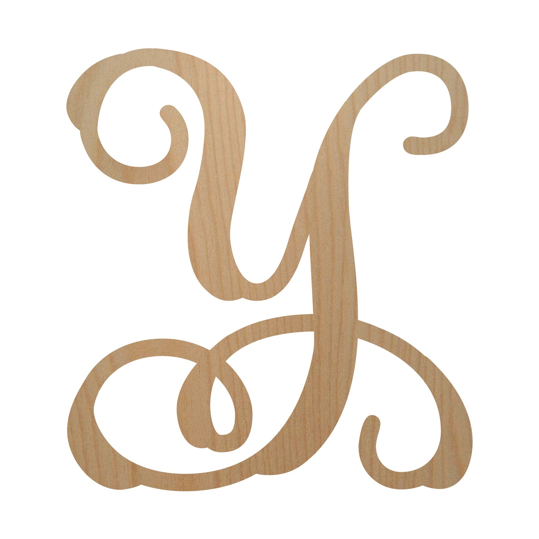 12-Inch, Single Vine Unfinished Wooden Monogram "Y" Decorative Letter