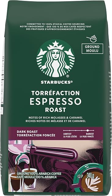 STARBUCKS Espresso Roast Dark Roast Ground Coffee 340g Bag