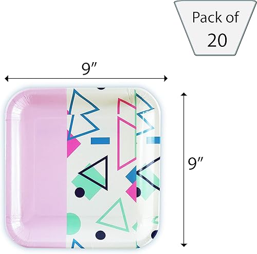 Miniatura 7 de SOLAS - Platos de papel azules  Platos de papel cuadrados biodegradables bellamente diseñados  Platos de fiesta compostables  Platos de papel