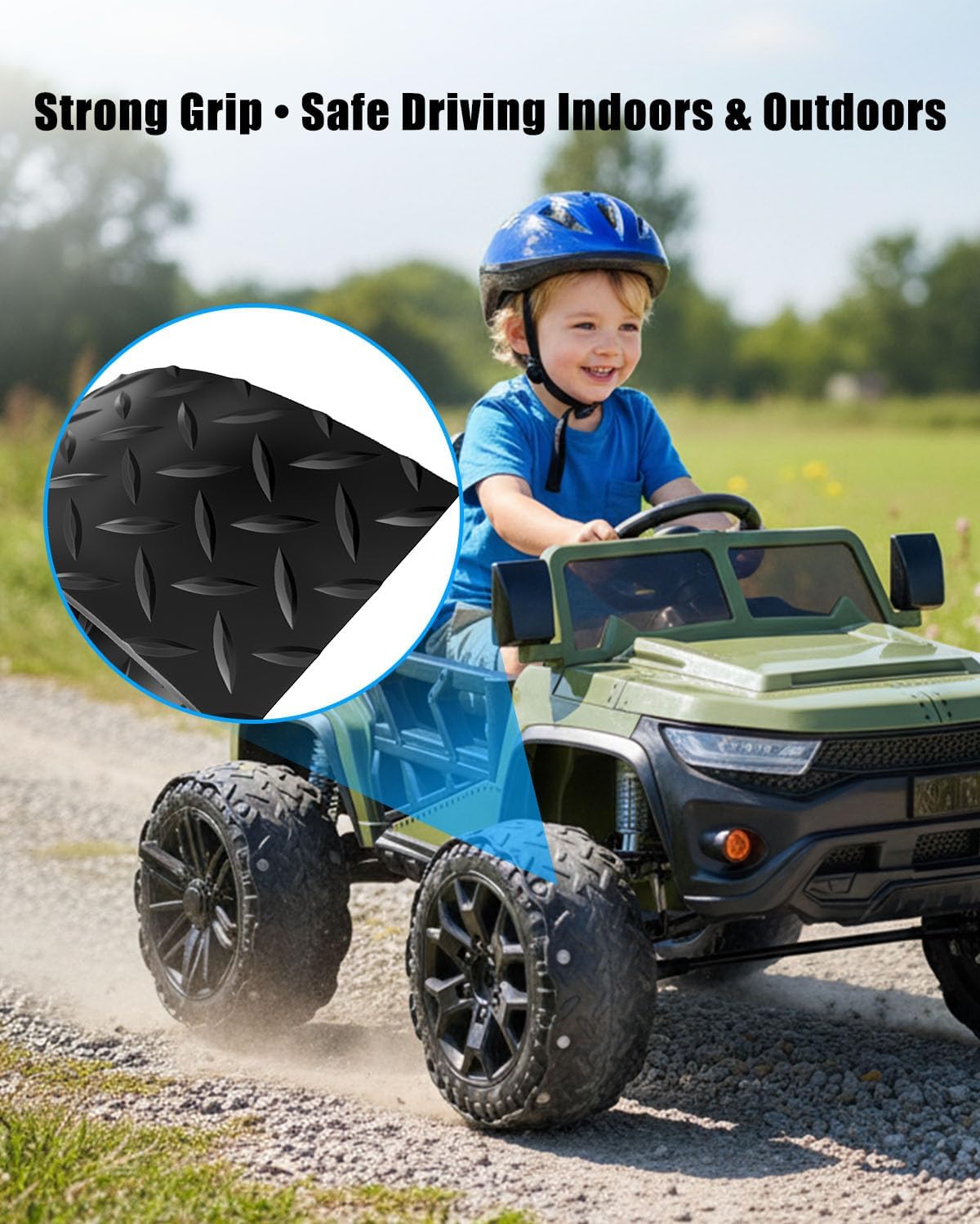 Rubber Tire Upgrade Kit for Power Wheel Kids Electric Ride On Car, Anti-Slip and Noise Reduction Wheel Replacement, Durable Shock Absorbing Tire Protection Covers for Plastic Wheels