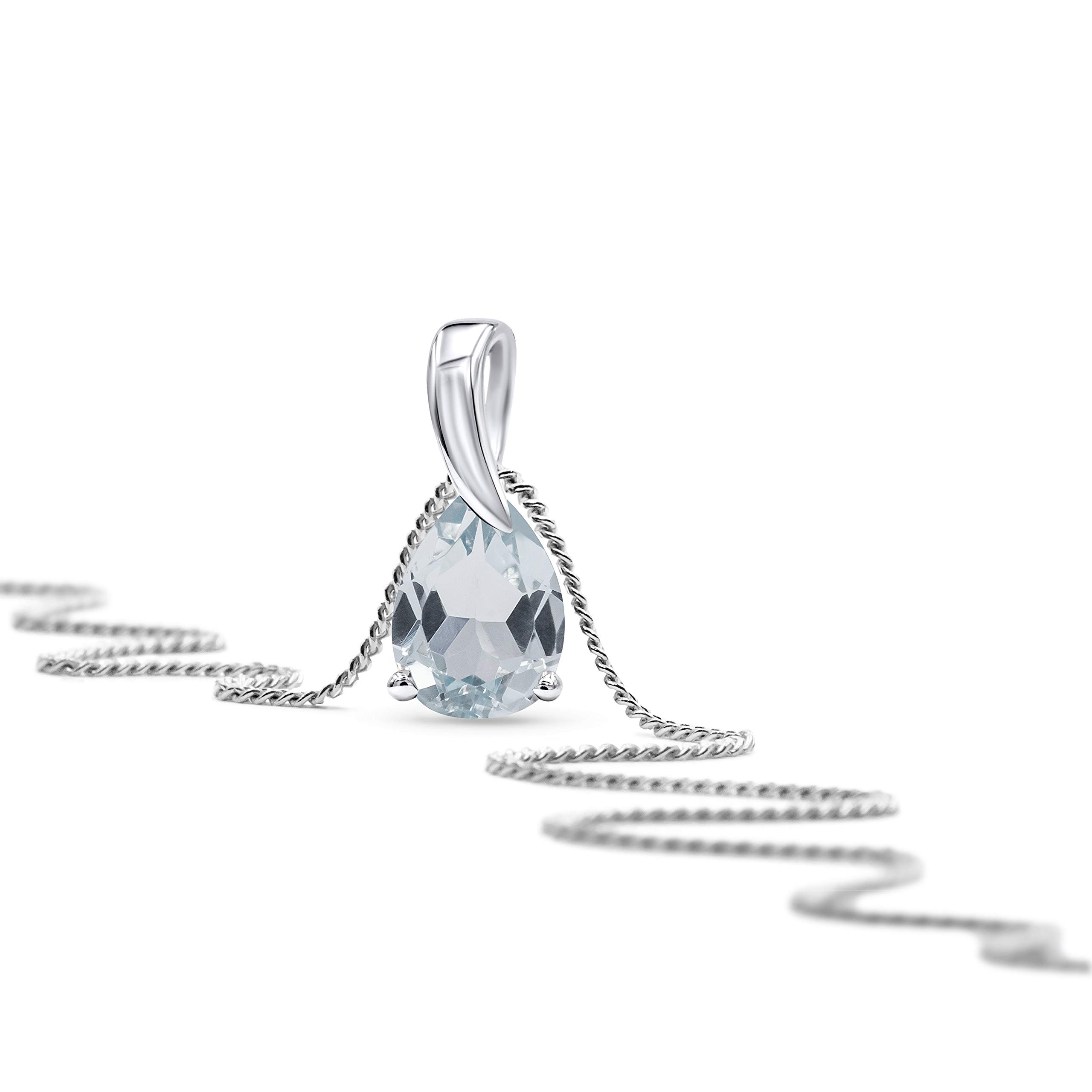 MIORE Schmuck Damen, Gelbgold/Weißgold 9 Karat 375, Goldene Kette Damen, Edelstein Kette mit Saphir/Rubin/Smaragd/Topas/Amethyst Aquamarin, Halskette mit Kettenanhänger Gold mit Schmuckbox
