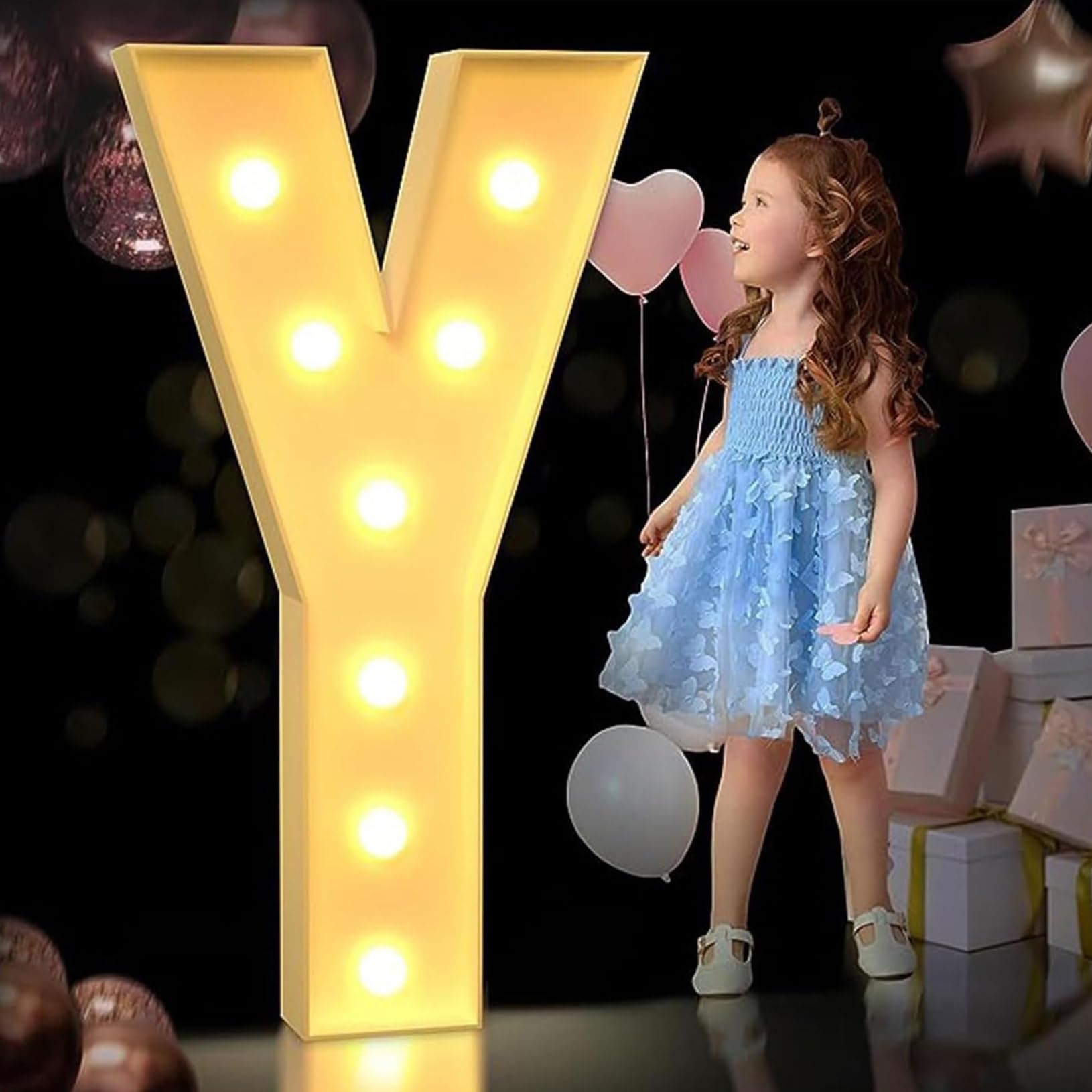 Ttiiloe Letter Y 70Cm/2.3Ft Light Up Marquee Light Up Letters, Mosaic Giant Marquee Letters, Anniversary Party Decorations, Birthday Wedding Diy Decor