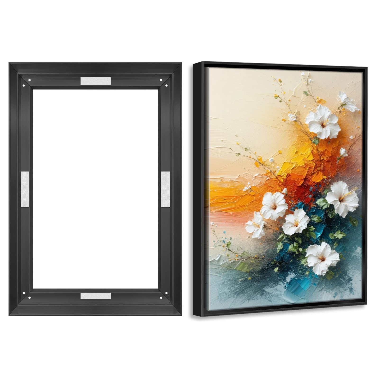 Floating Frame for 45x60cm(18x24in) Canvas Paintings with 0.98in Deep,Black
