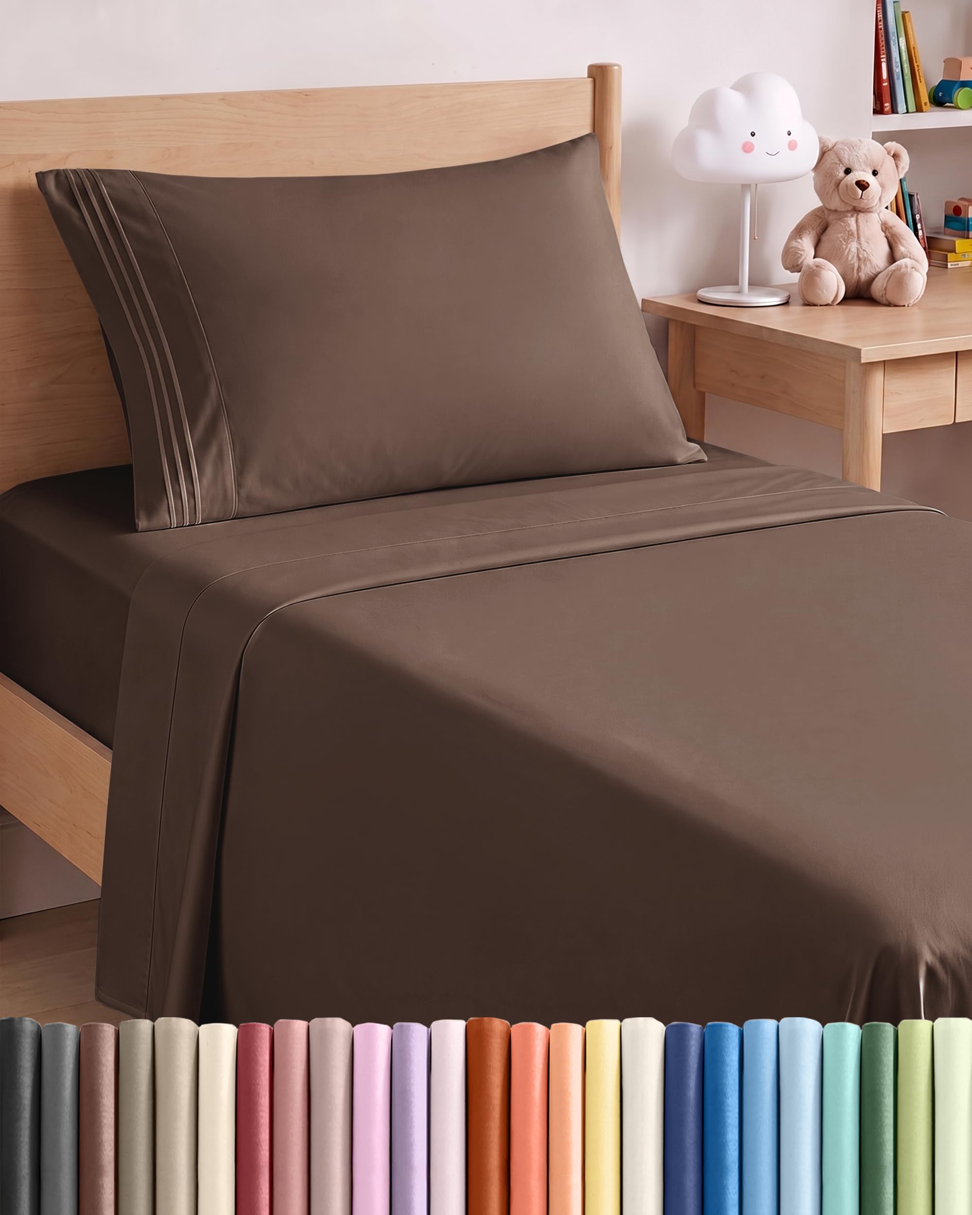 Photo 1 of Twin Size 3 Piece Sheet Set - Comfy Breathable & Cooling Sheets - Brown
