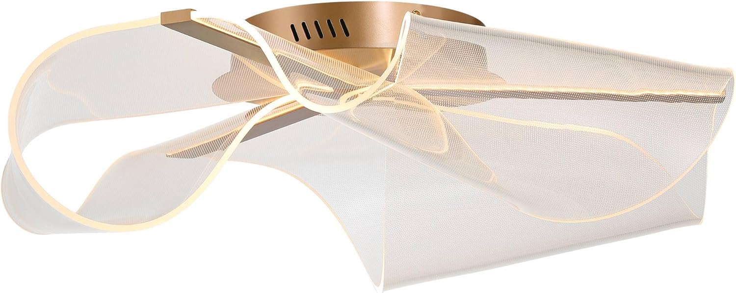 Possini Euro Design Grosvenor 25" Modern Semi Flush-Mount Ceiling Light Fixture Kitchen Foyer Hallway Unique LED Dimmable Brushed Gold Finish Metal Bedroom Bathroom Entryway Living Room Indoor