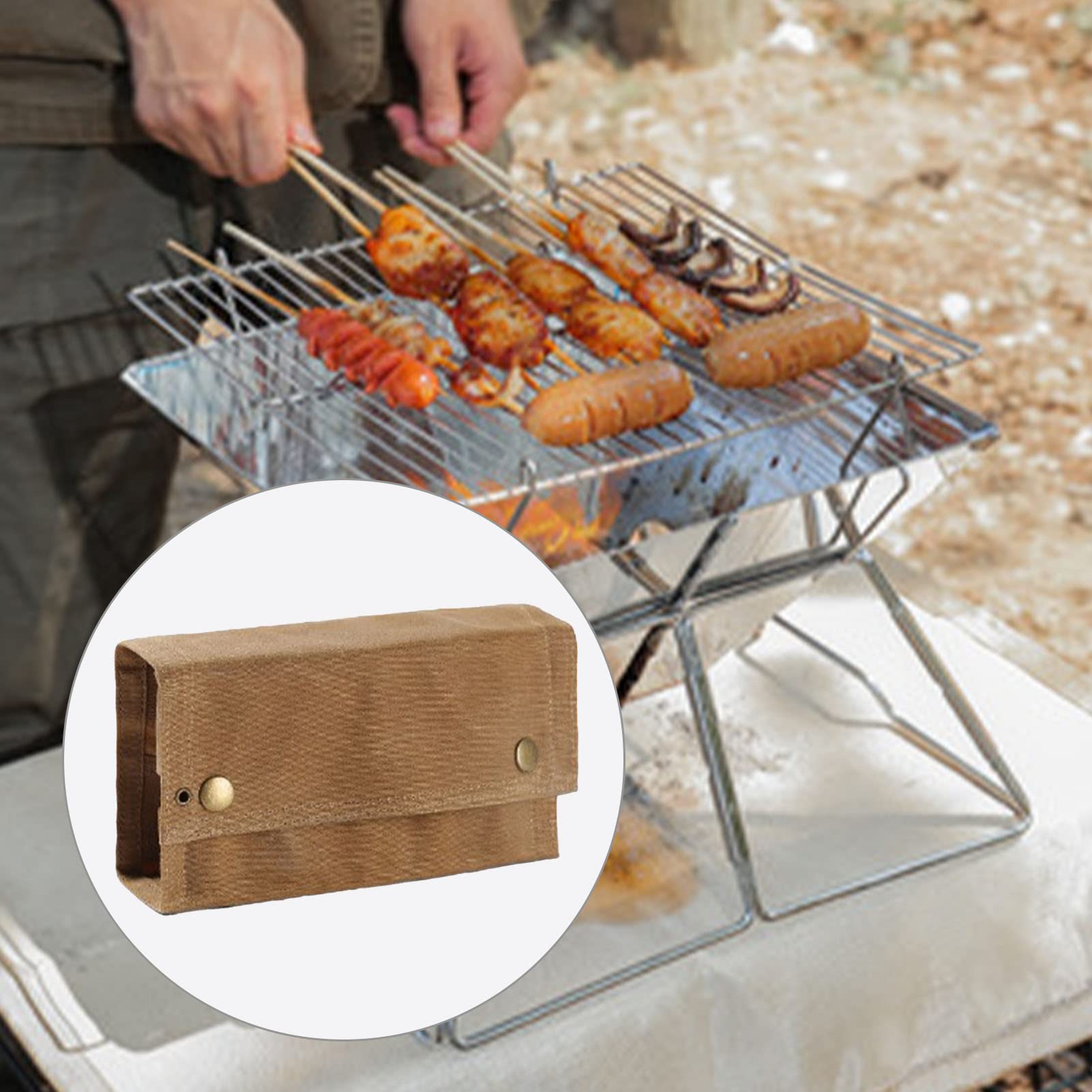 Portable Spice Bag, Camping Spice Kit, Foldable 9 Pockets Portable Canvas Seasoning Jar Holder, Easy to Carry - Image 2