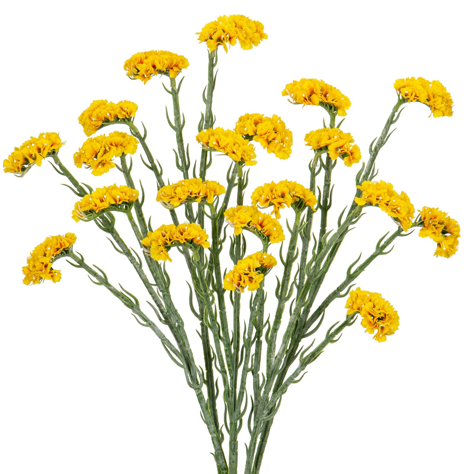 Oairse 5pcs Statice Artificial Flowers 64cm Yellow Fake Flowers with Long Stem Faux Statice Sea Lavender Spray Stems for Home Wedding Bouquet Flora Arrangements Office Table Centerpieces Decoration