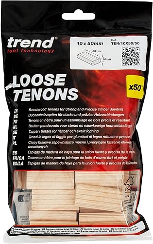 Miniatura 4 de Trend 50 espigas sueltas de madera de haya (38 x 2 pulgadas) para carpintería, carpintería y marcos de muebles, TEN10 x 5050