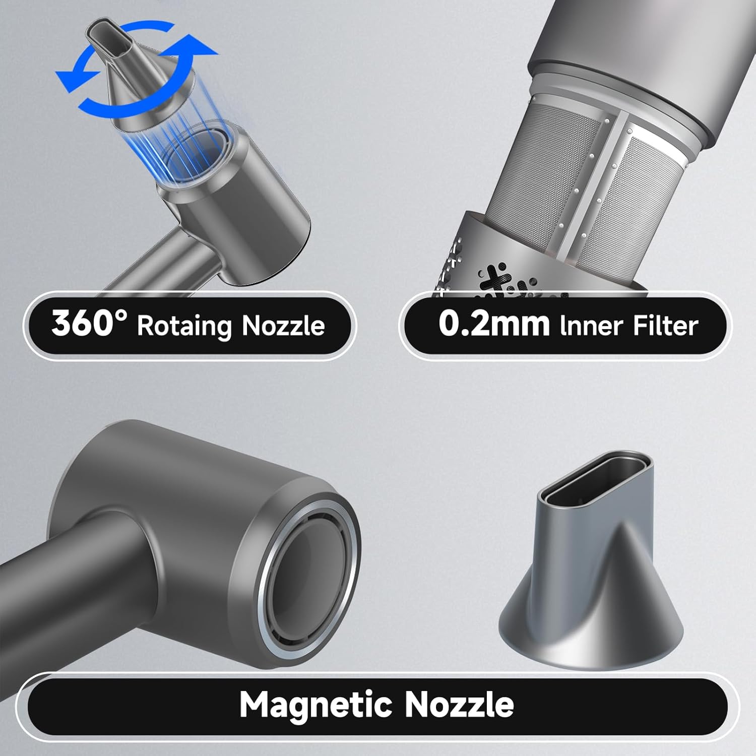 Ionic Hair Dryer with 120,000 RPM Brushless Motor - Whisper-Quiet, Temperature Control, Lightweight for Salon-Quality Shine and Frizz-Free, Fast Drying at Home, Travel, or Salon