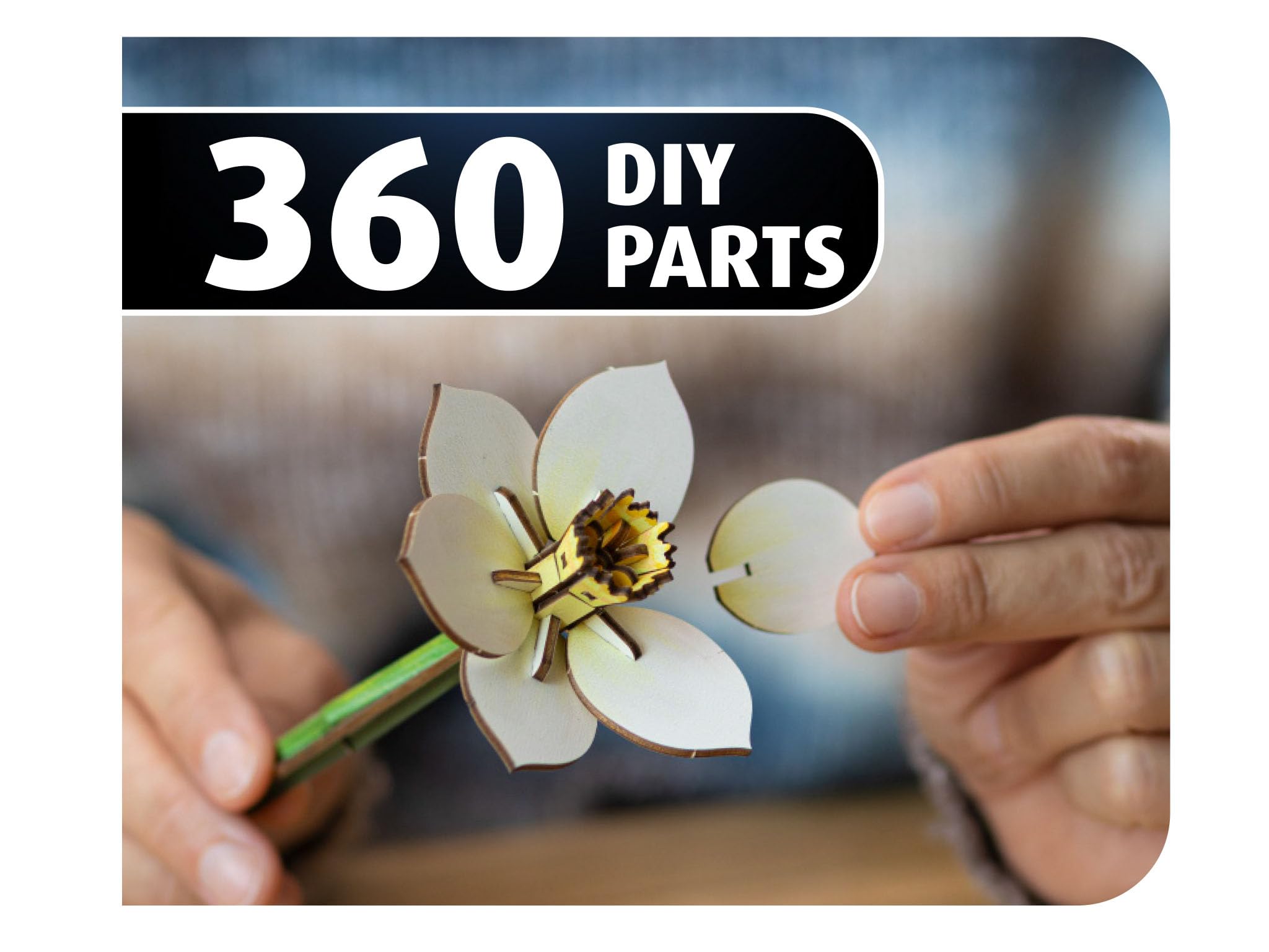 Revell Blossom Festival Blumenstrauß aus Holz als Deko, Ewige Blumen mit Vase und Duftring, DIY Blumen-Bausatz, Nachhaltige Wohn-Deko und Geschenkidee