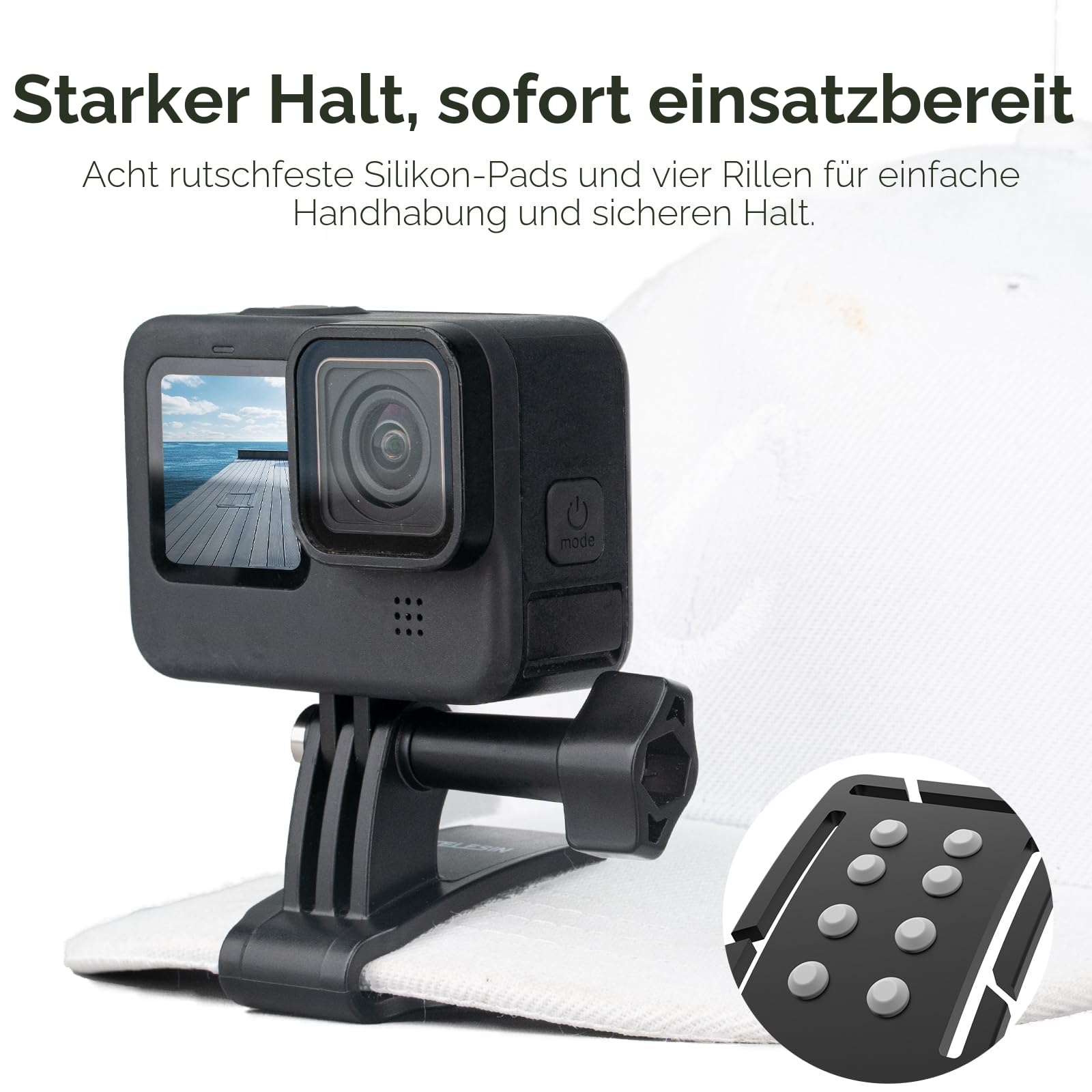 Multifunktions-Kopfband, Kopfgurt Kappenhalterung mit Telefonclip Vertikale Halterung Kit 2-in-1 Handy POV Halterung für GoPro Hero Insta360 DJI Action iPhone Android, Video, Vlog