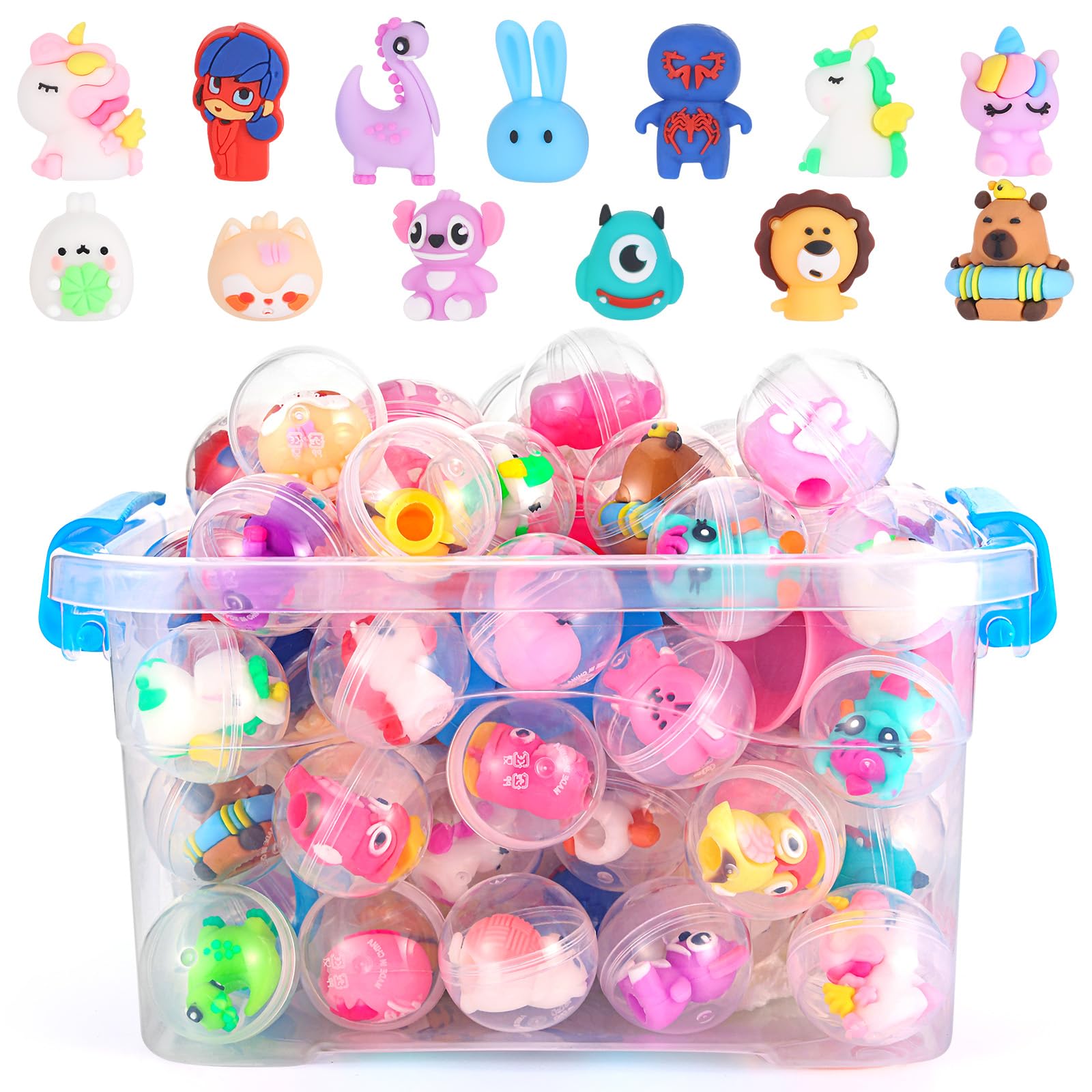 Photo 1 of * container is cracked *
Joottuan 50 Pcs Gumball Capsules with Storage Box Clear Mini Round Capsule Contained Toys for Vending Machine Kindergarten Gift Classroom Prize Easter Basket Stuffer 1.3 Inches for Kids Over 3 Years