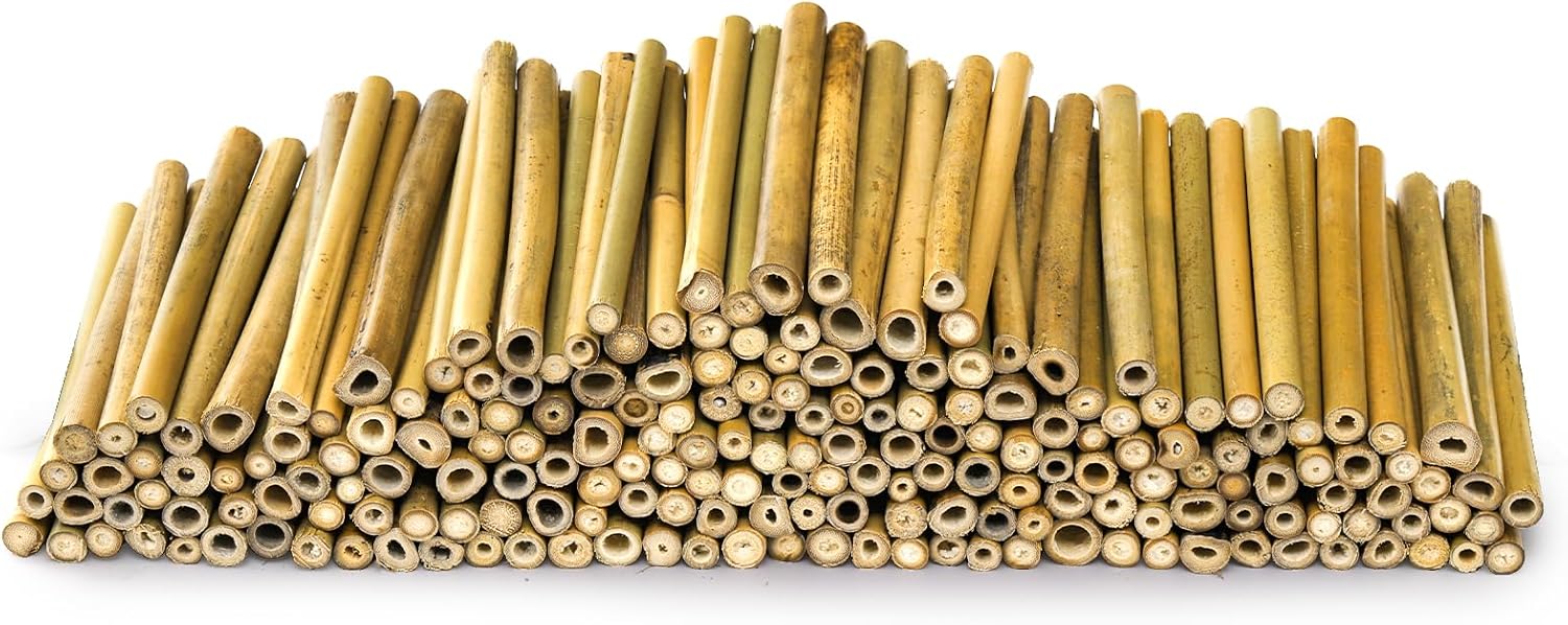 Frcctre 200 Pack 5 Inch Natural Bamboo Craft Sticks - Smooth Stakes & Tubes for DIY Crafts, Bee Houses, Fairy Gardens