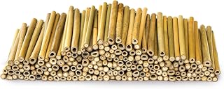 Frcctre 200 Pack 5 Inch Natural Bamboo Craft Sticks - Smooth Stakes & Tubes for DIY Crafts, Bee Houses, Fairy Gardens