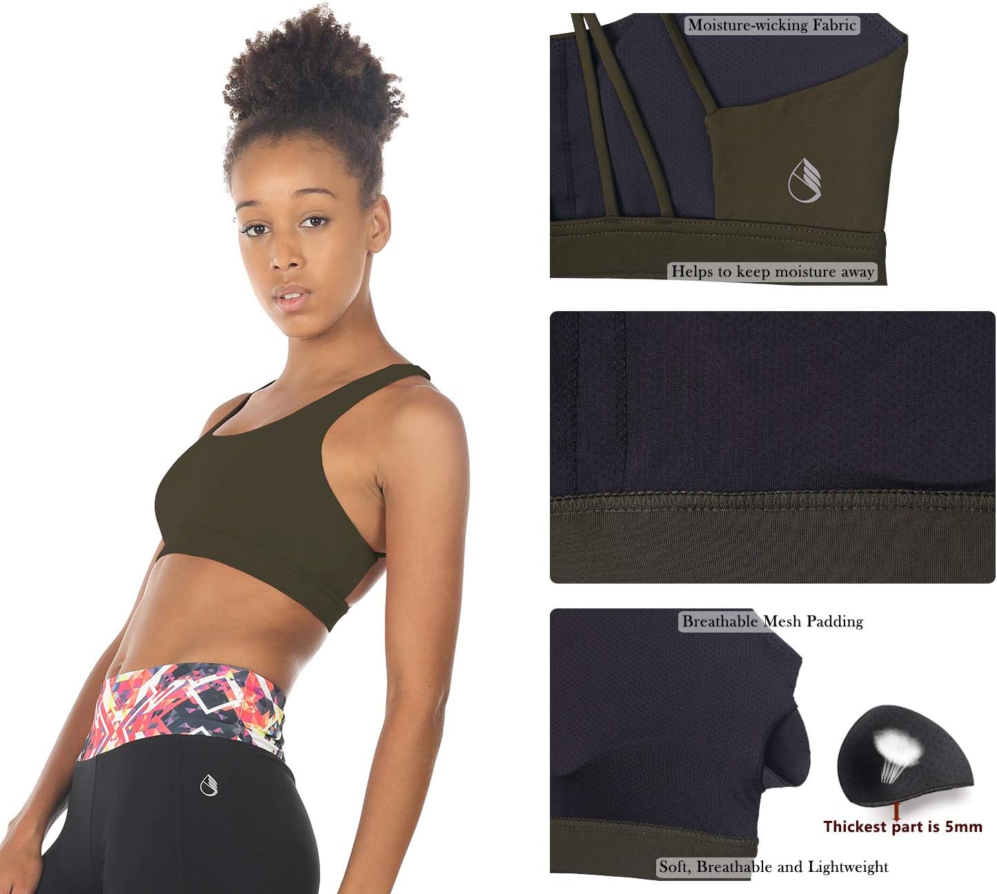 icyzone Women's Padded Strappy Workout Running Sports Bras Medium Impact - Image 4