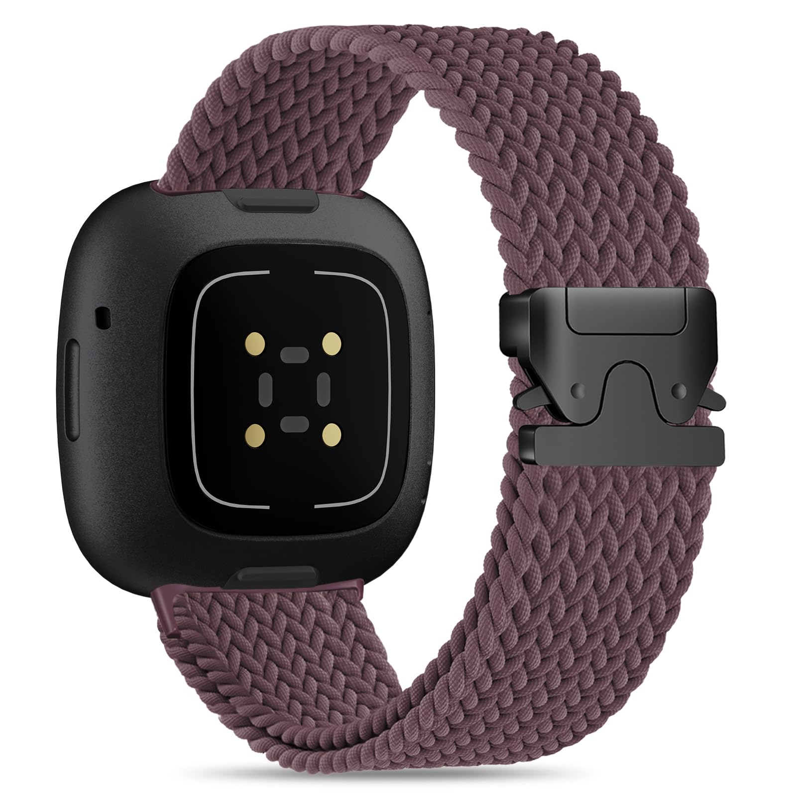 HSWAI Magnetic Braided Compatible with Fitbit Versa 4 Bands for Women/Versa 3/Sense/Sense 2 Bands, Soft Stretchy Sport Strap Woven Loop Elastic Nylon Wristbands Men