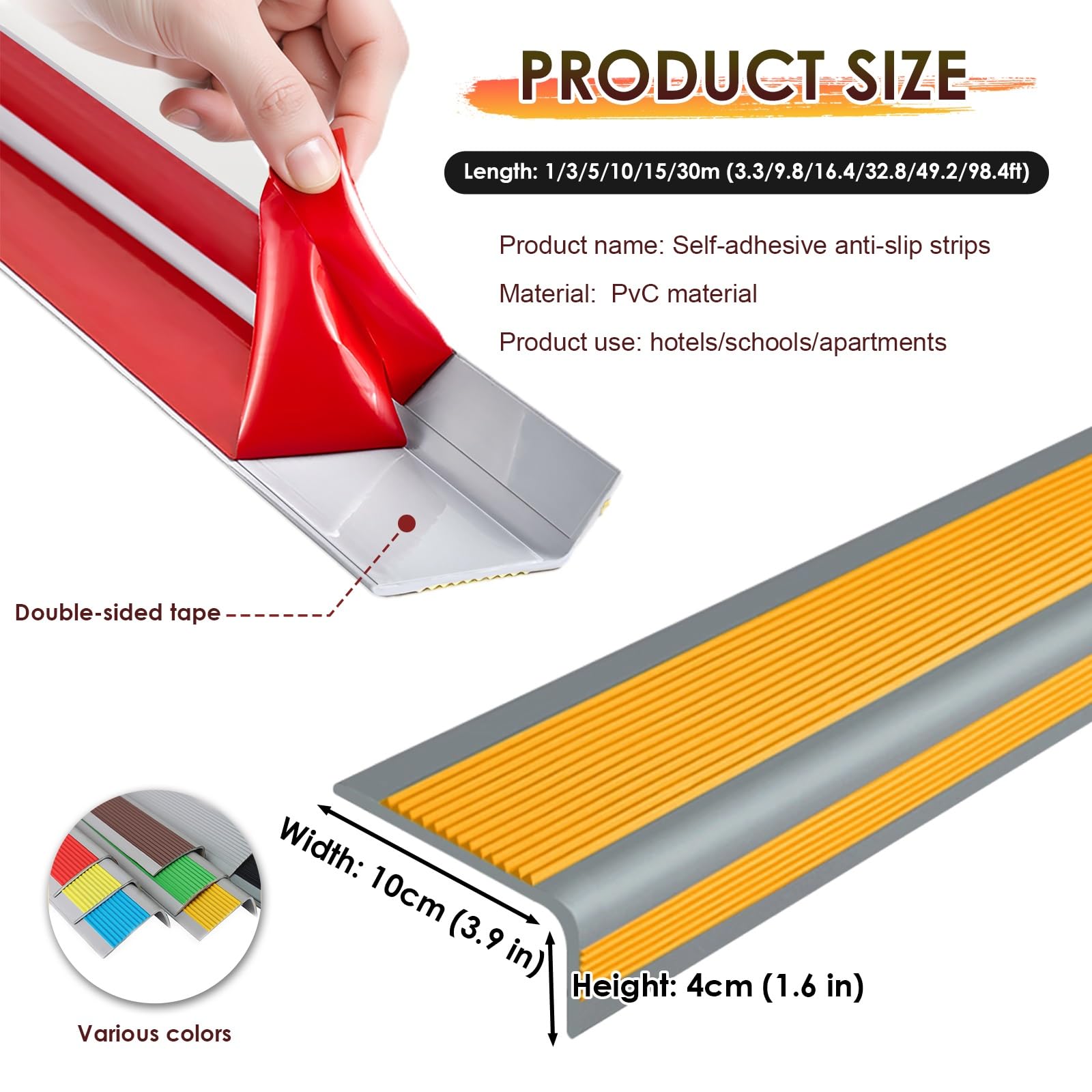 Salva Escalones Con Cantoneras Adhesivas Y Zócalo Escaleras, Tiras Antideslizantes Para Peldaños Autoadhesivas En Forma De L, Tiras Protectoras Interiores Exteriores, Borde Perfil Escalera
