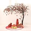 Artificial Pomegranate Tree Handmade Lifelike Artificial Trees with Fence + Lawn + Sturdy Iron Base, Solid Wood Branches, Shopping Mall Decoration,200 * 150cm
