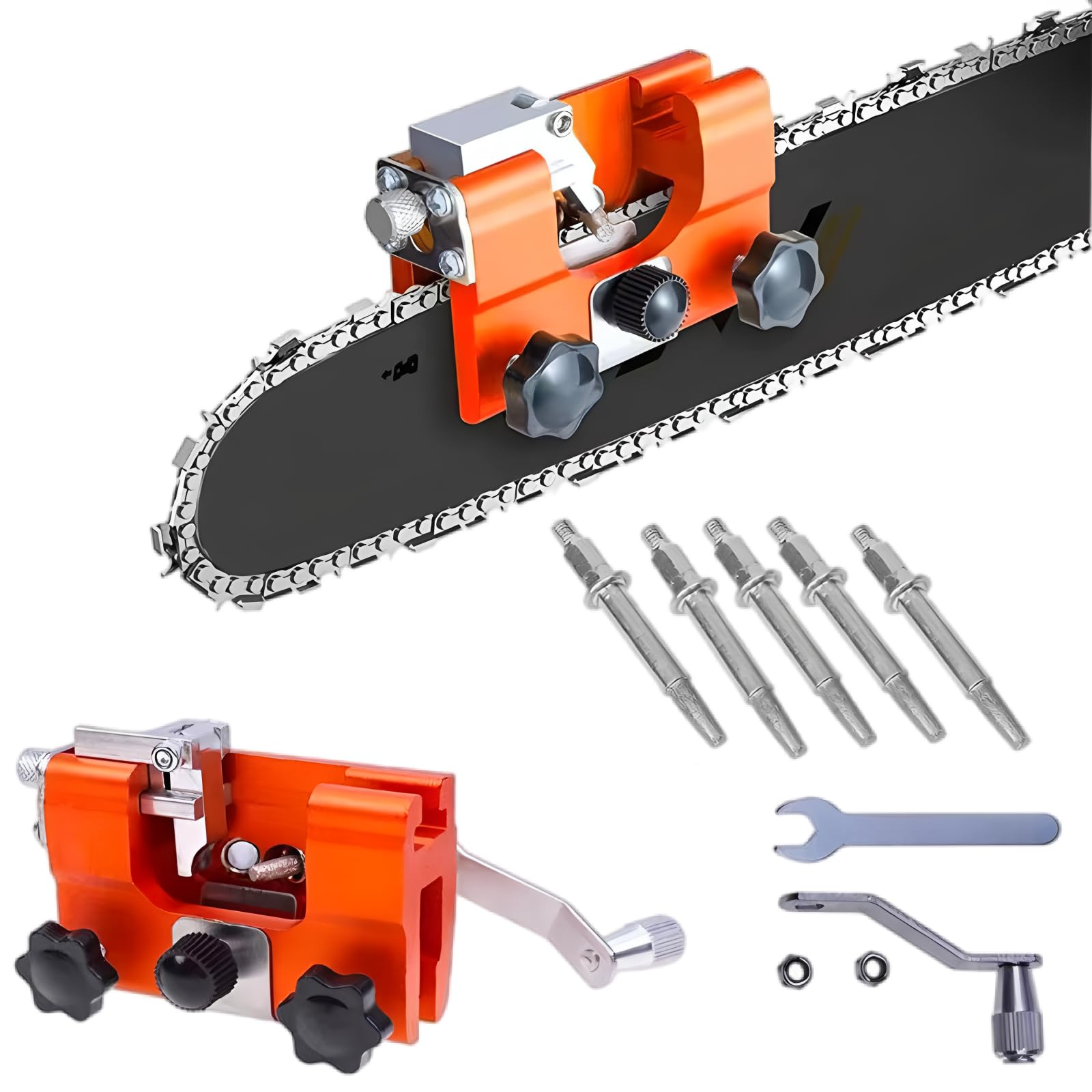 Afilador de Cadena para Motosierra, Kit Portátil de Afilado Universal para Todo Tipo de Motosierras, Color Naranja