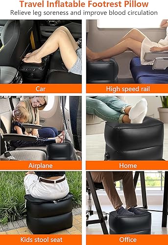 Miniatura 3 de Almohada inflable para pies de viaje, almohada inflable para piernas al aire libre, taburete inflable para piernas, reposapiés de avión inflable,