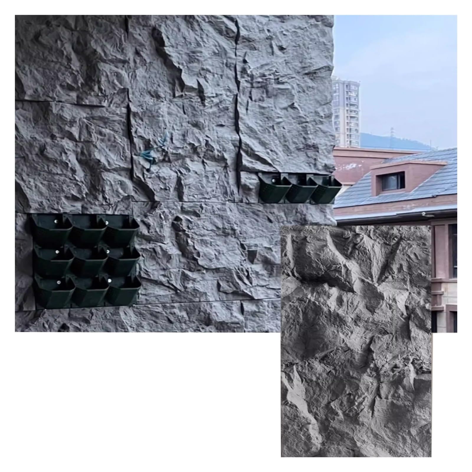 Paneles de pared de piedra artificial de poliuretano 3D extralargos para decoración de interiores