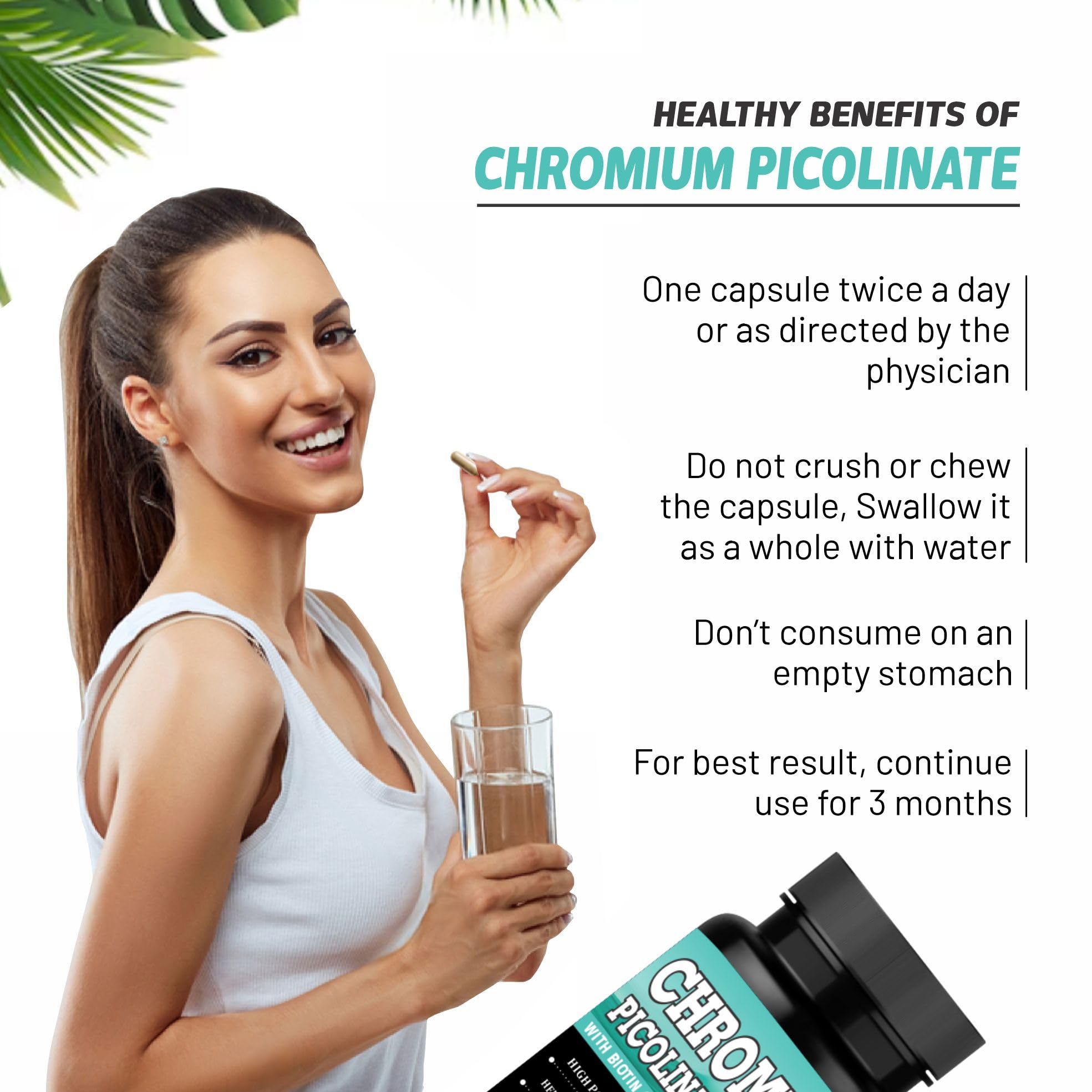 Adoreal Chromium Picolinate with Biotin 40mcg, High Potency Formula, 90 Capsules, Supports Metabolism 3