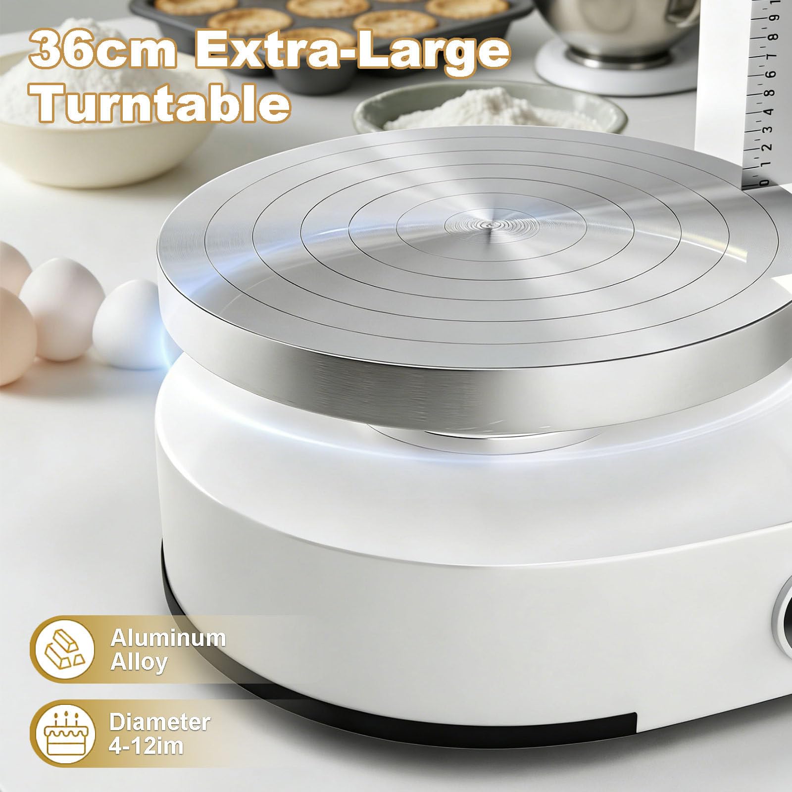 Machine à Glaçage Automatique pour Gâteaux – Plateforme Tournante 36 cm avec Deux Raclettes Inox, Adaptée aux Gâteaux de 4-12in, Vitesse 60-320 tr/min – Parfaite pour Pâtisseries & Décoration Pink