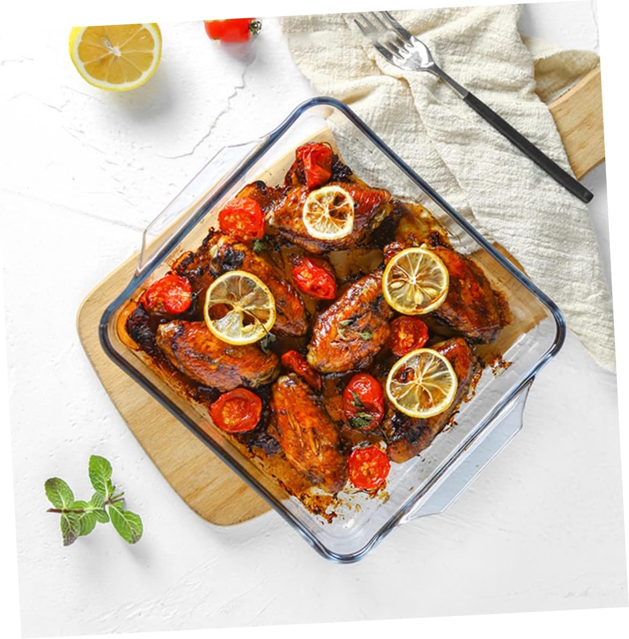 Multi-purpose Glass Baking Dish Perfect for Pizza Steamed Fish Steak Nonstick and Easy to Clean