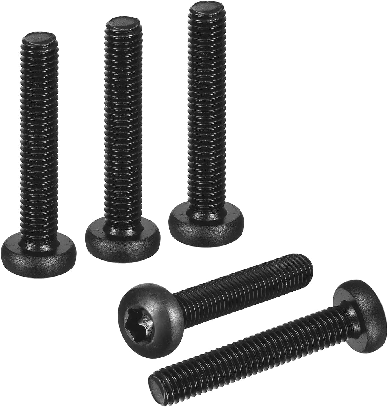 M6x35mm Pan Head Torx Security Screw - 25Pack - Good for Machinery - Carbon Steel Button Head Torx Bolt Star Drive Security Fasteners - Black