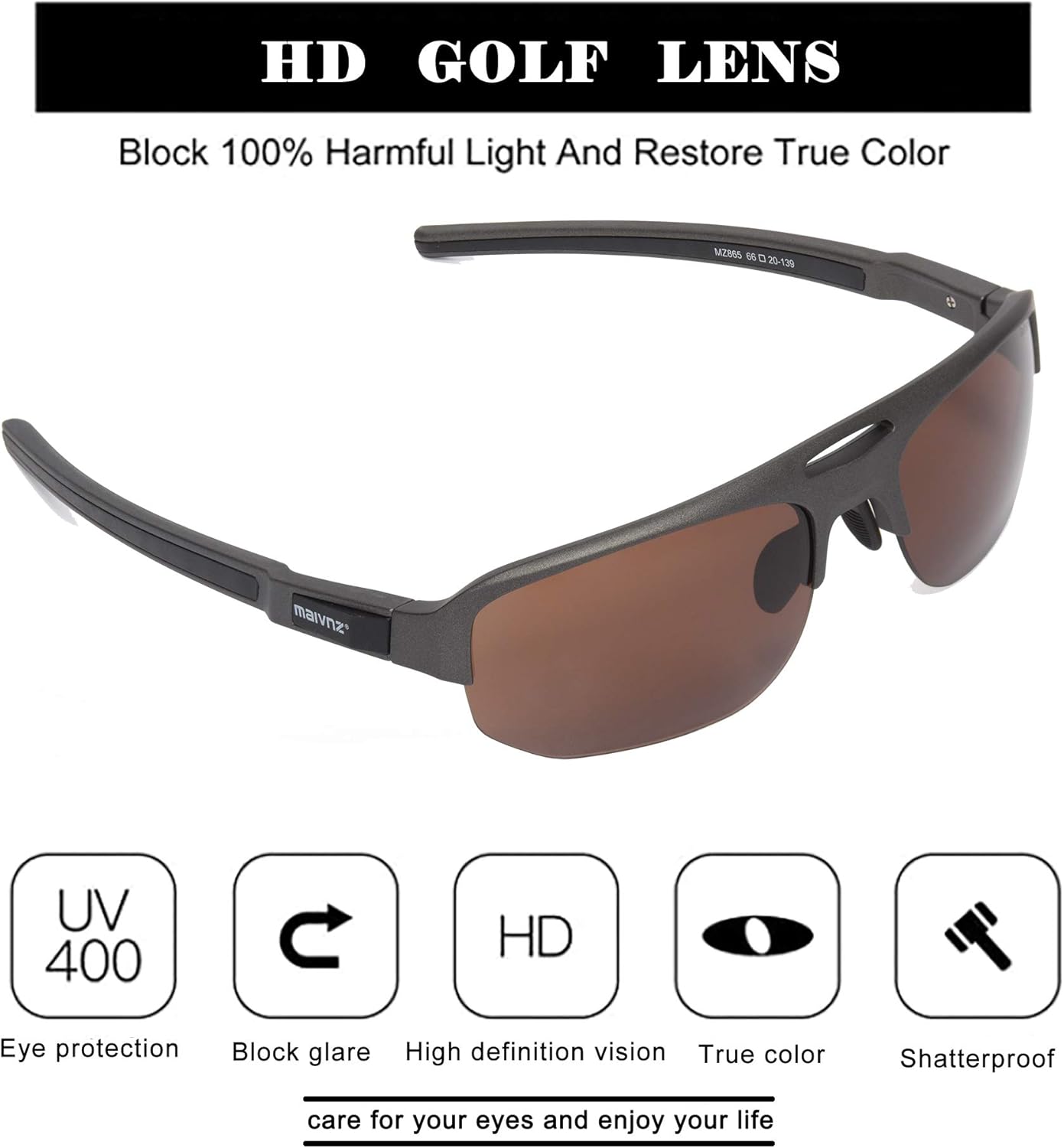 maivnz High Definition Golf Ball Finder Sport Glasses for Men Women Golf Sunglasses Golf Glasses Pickleball Eyewear MZ861 - Image 2