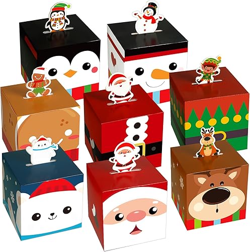 Yeaqee 32 cajas de regalo de Navidad 3D, cajas de regalo de Navidad, cajas de regalo de Navidad, cajas de regalo de Navidad, latas de galletas,