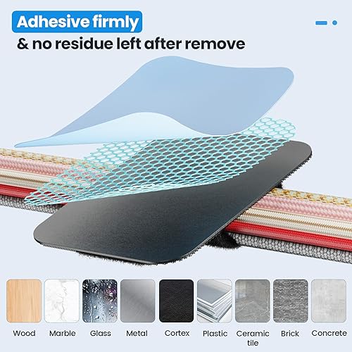 Miniatura 3 de Organizador de cables debajo del escritorio, hasta 15 cables soporte de cables mejorado, organizador de cables, bridas ajustables de gancho y bucle,